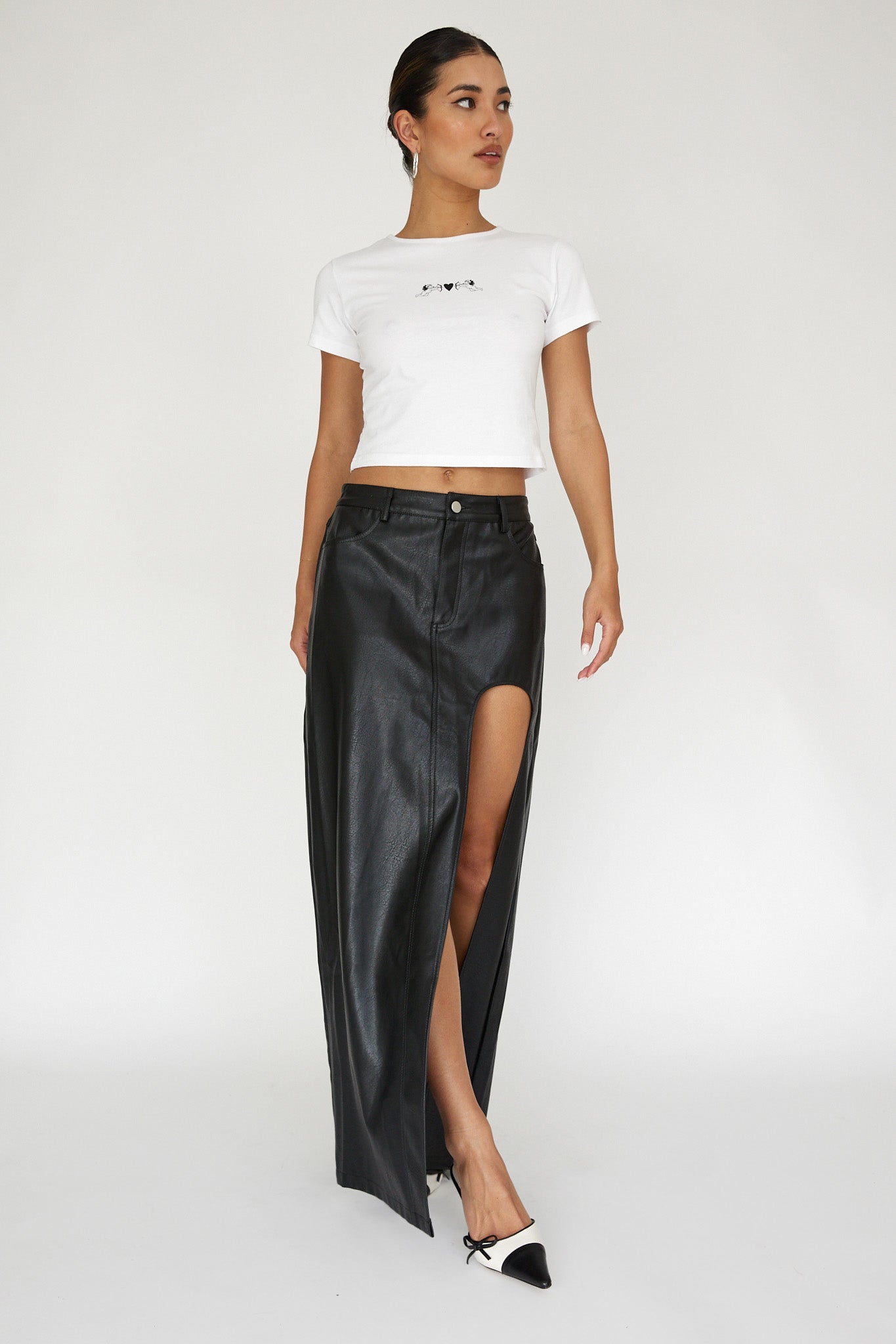 Tamille High Split Maxi Skirt Black by Selfie Leslie