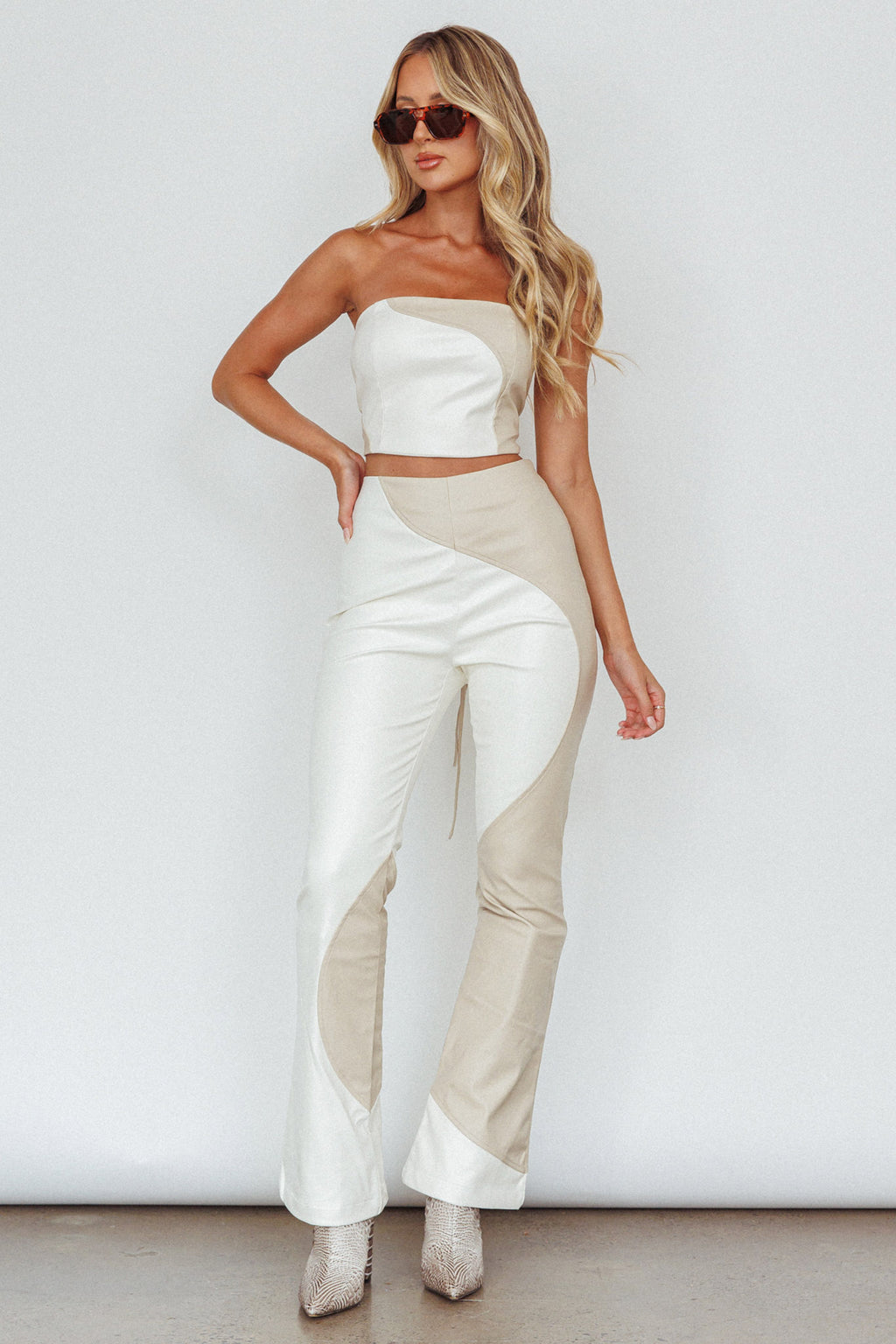 Zehra Lace-Up Crop Top Ivory by Selfie Leslie