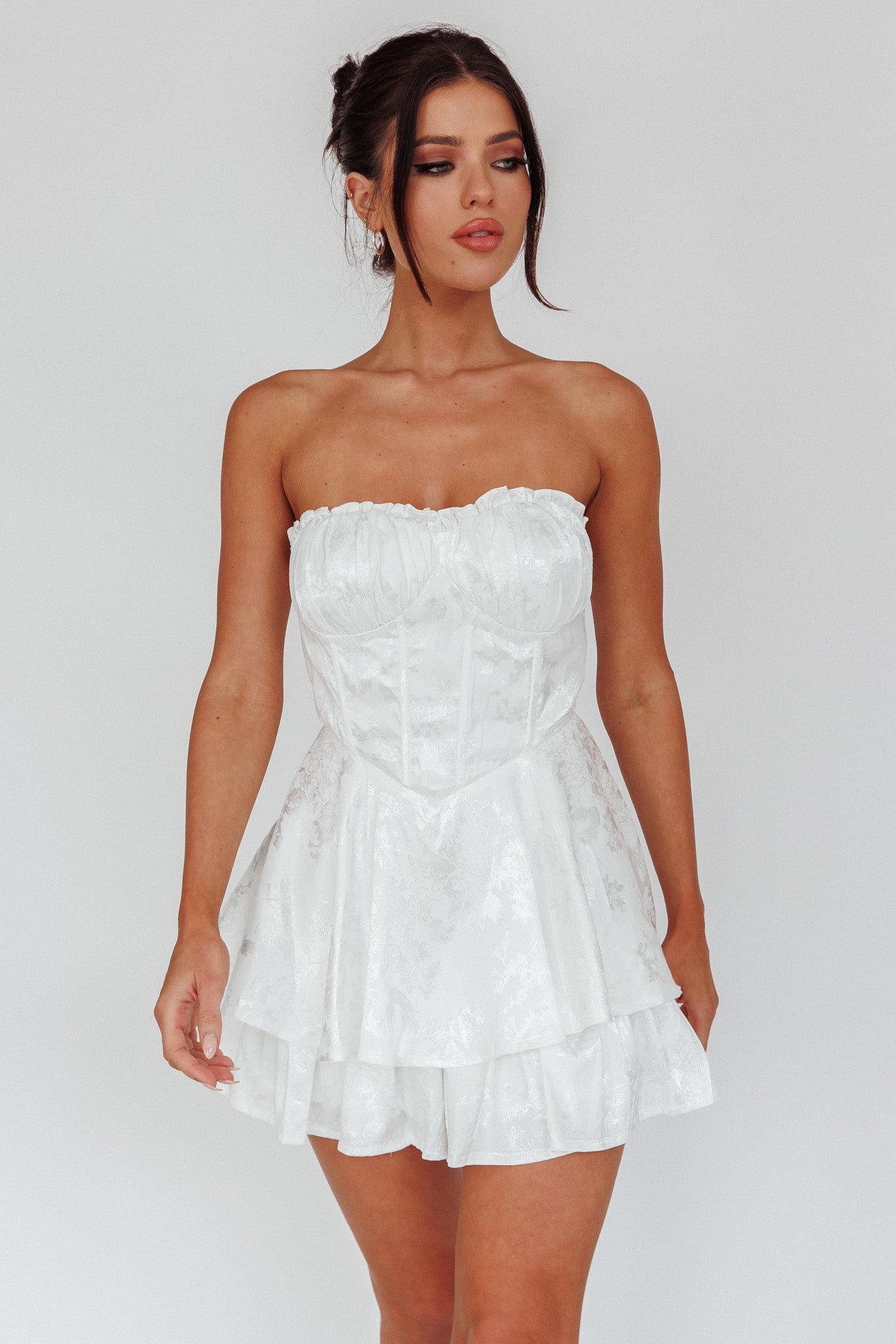 Angel Sky Gathered Bust Romper Ivory by Selfie Leslie