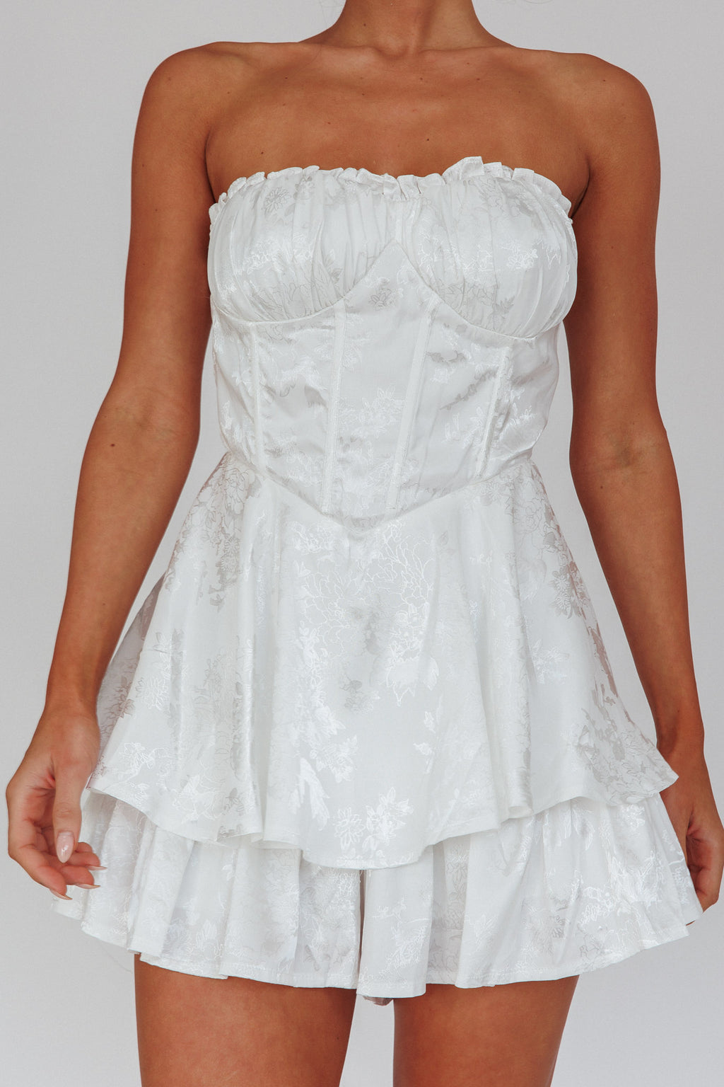 Angel Sky Gathered Bust Romper Ivory by Selfie Leslie