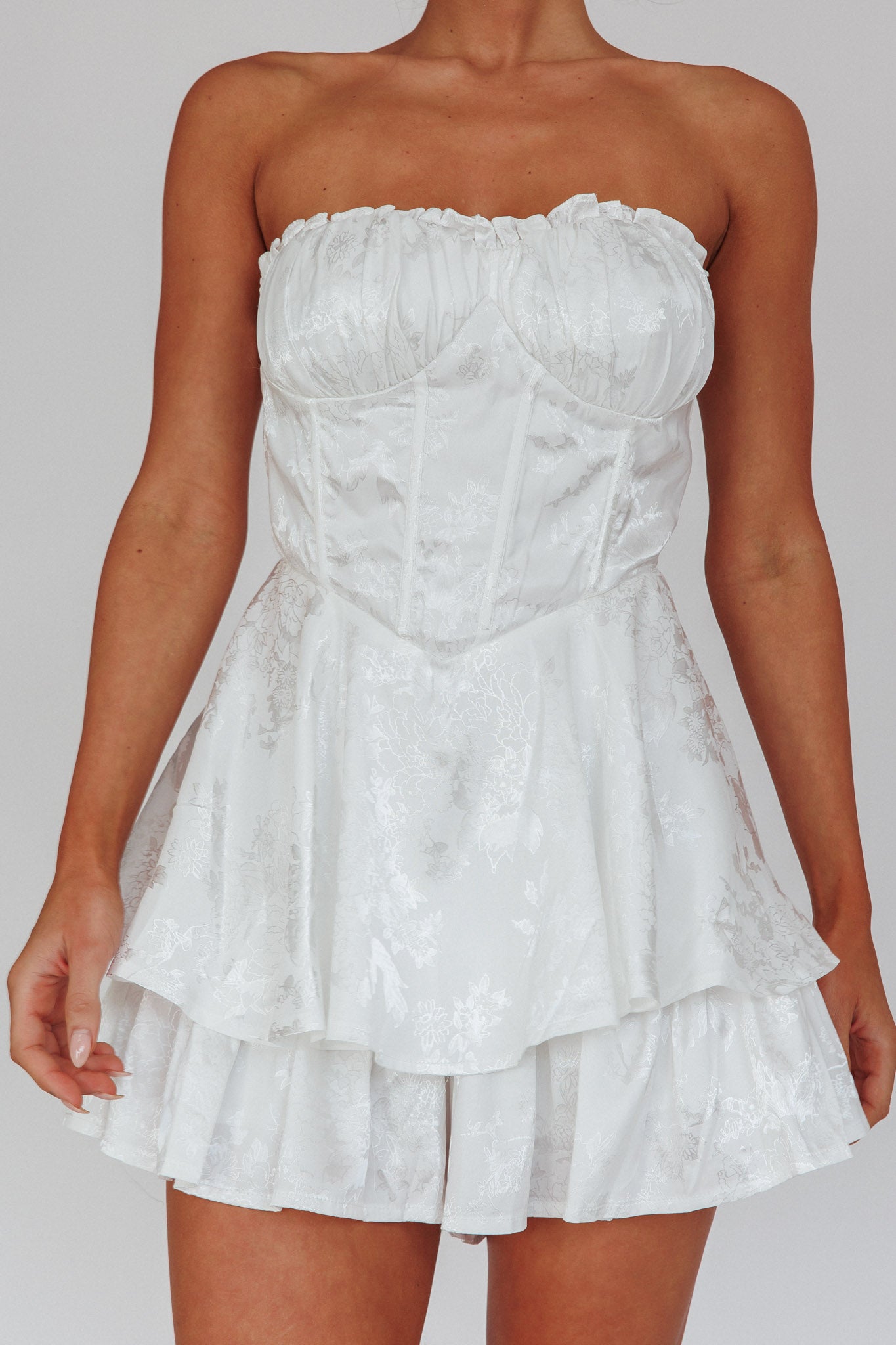 Angel Sky Gathered Bust Romper Ivory by Selfie Leslie