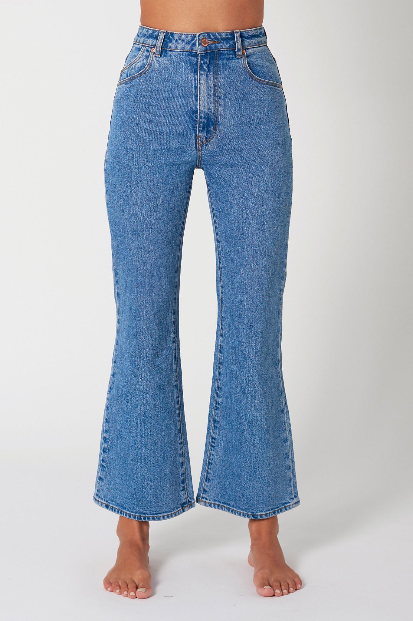 Rolla's Eastcoast Flare Ankle Lucy Mid Vintage Blue by Selfie Leslie