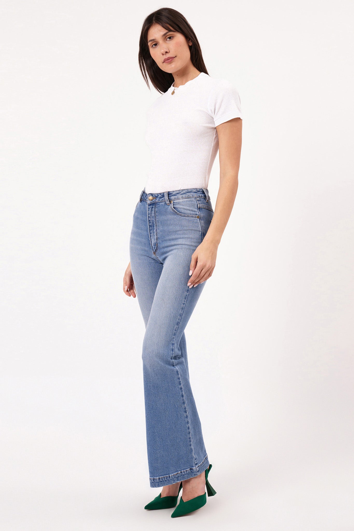 ROLLA'S Eastcoast Flare Ankle Jeans Mid Vintage Blue by Selfie Leslie