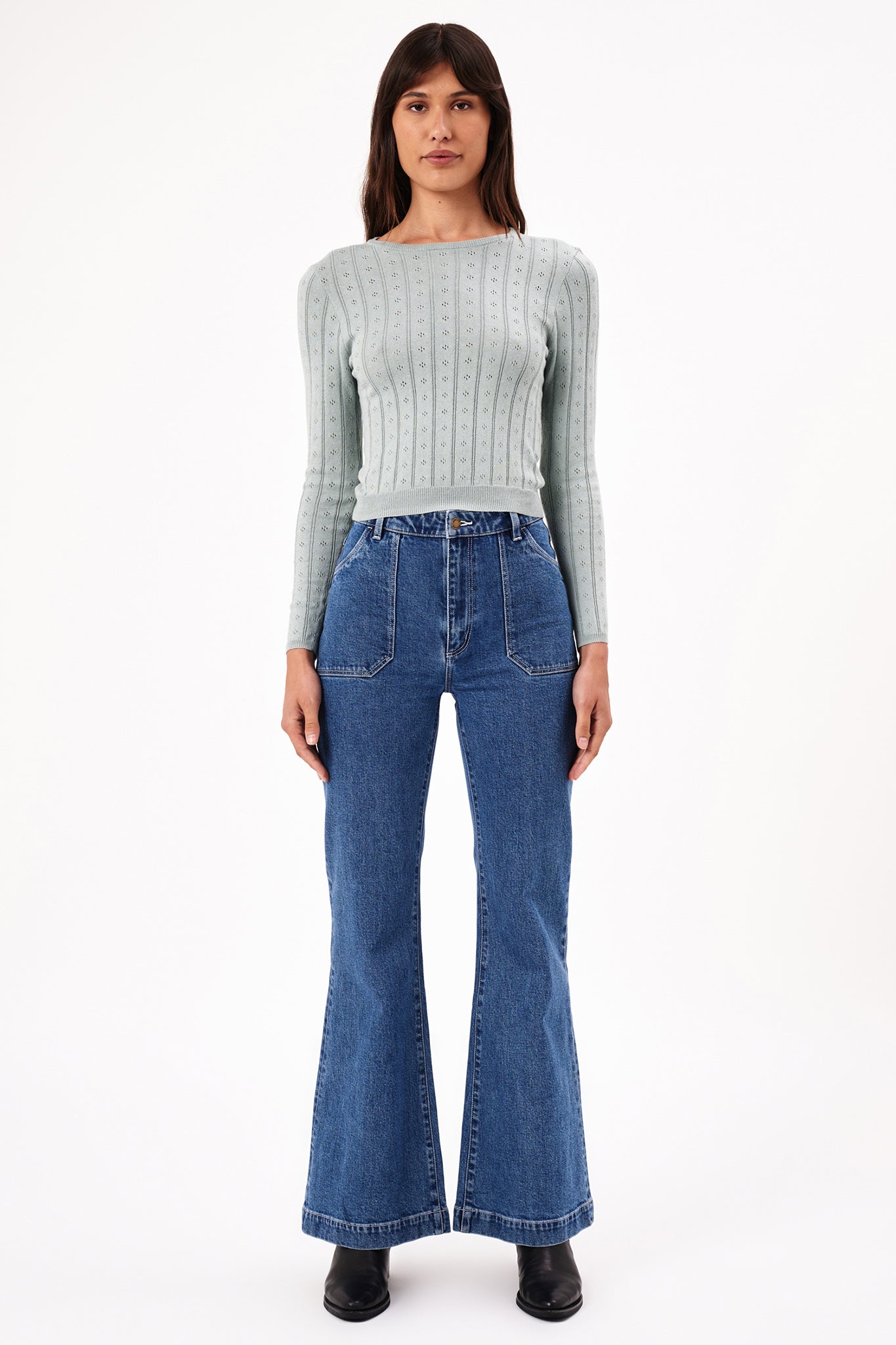 ROLLA'S Eastcoast Flare Long Jeans Dark Vintage Blue by Selfie Leslie