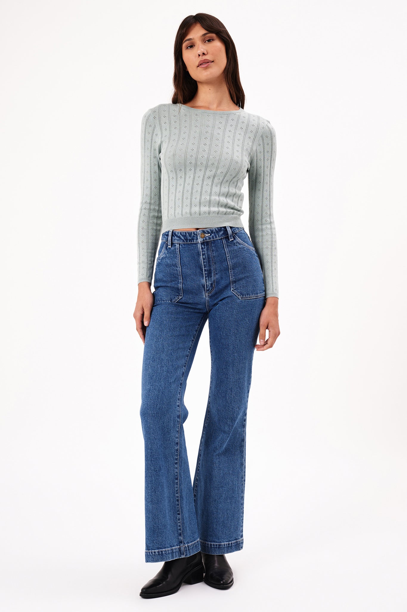 ROLLA'S Eastcoast Flare Long Jeans Dark Vintage Blue by Selfie Leslie