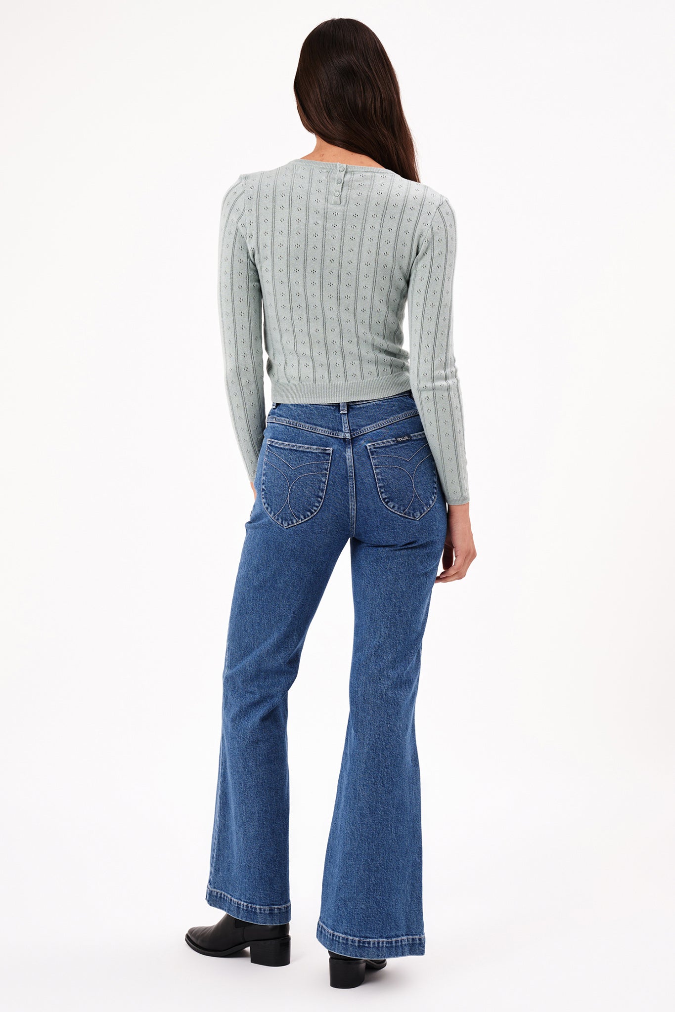 ROLLA'S Eastcoast Flare Long Jeans Dark Vintage Blue by Selfie Leslie