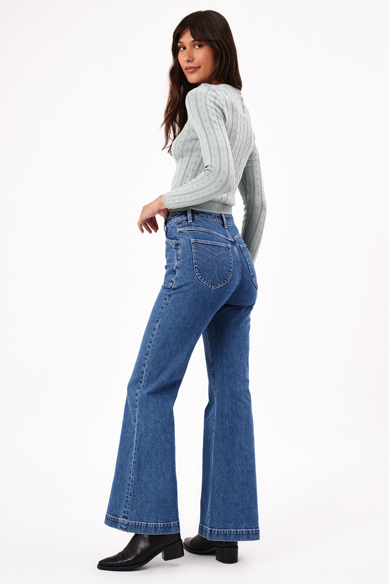 ROLLA'S Eastcoast Flare Long Jeans Dark Vintage Blue by Selfie Leslie