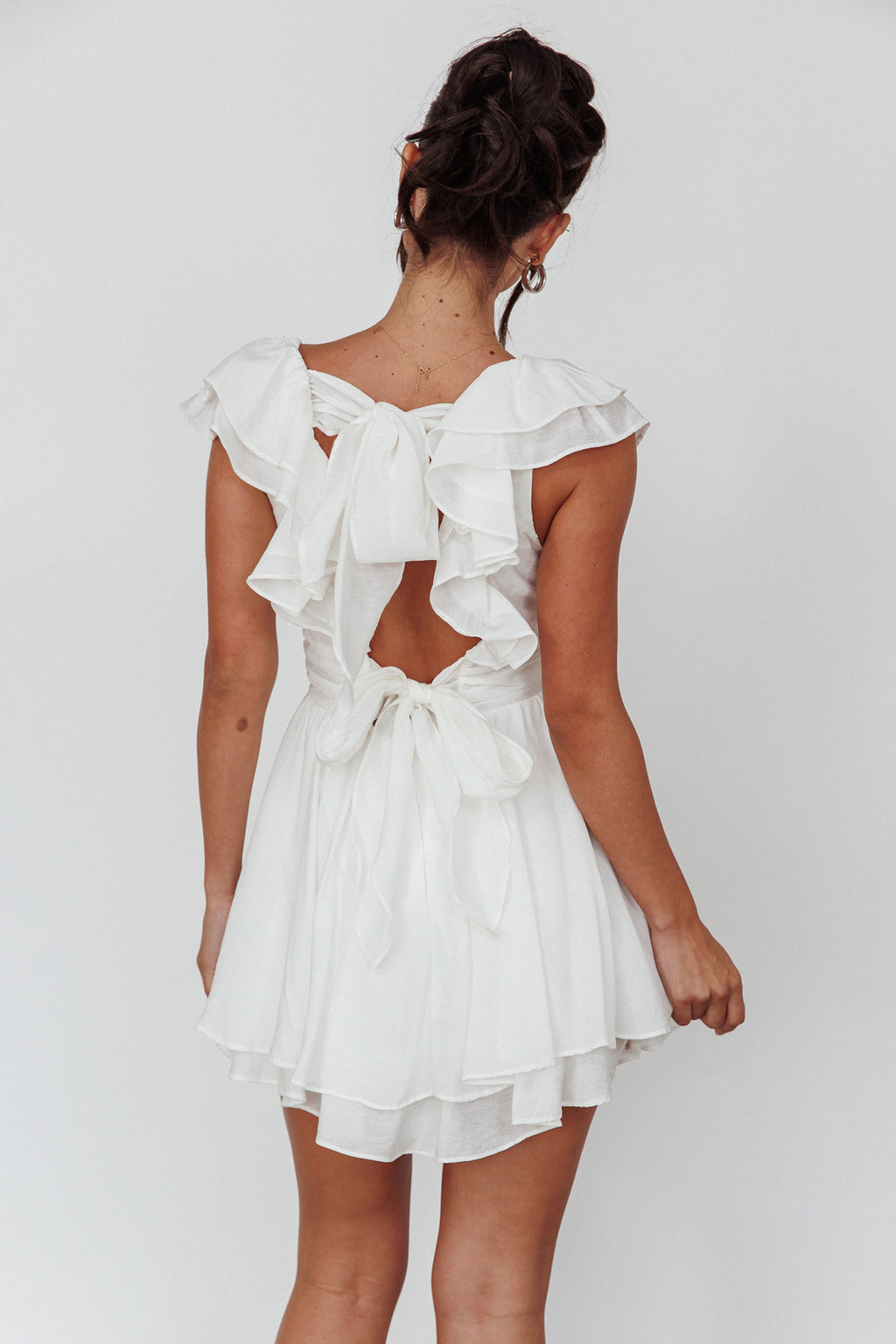 Glory Days Ruffle Shoulder Romper Off White by Selfie Leslie