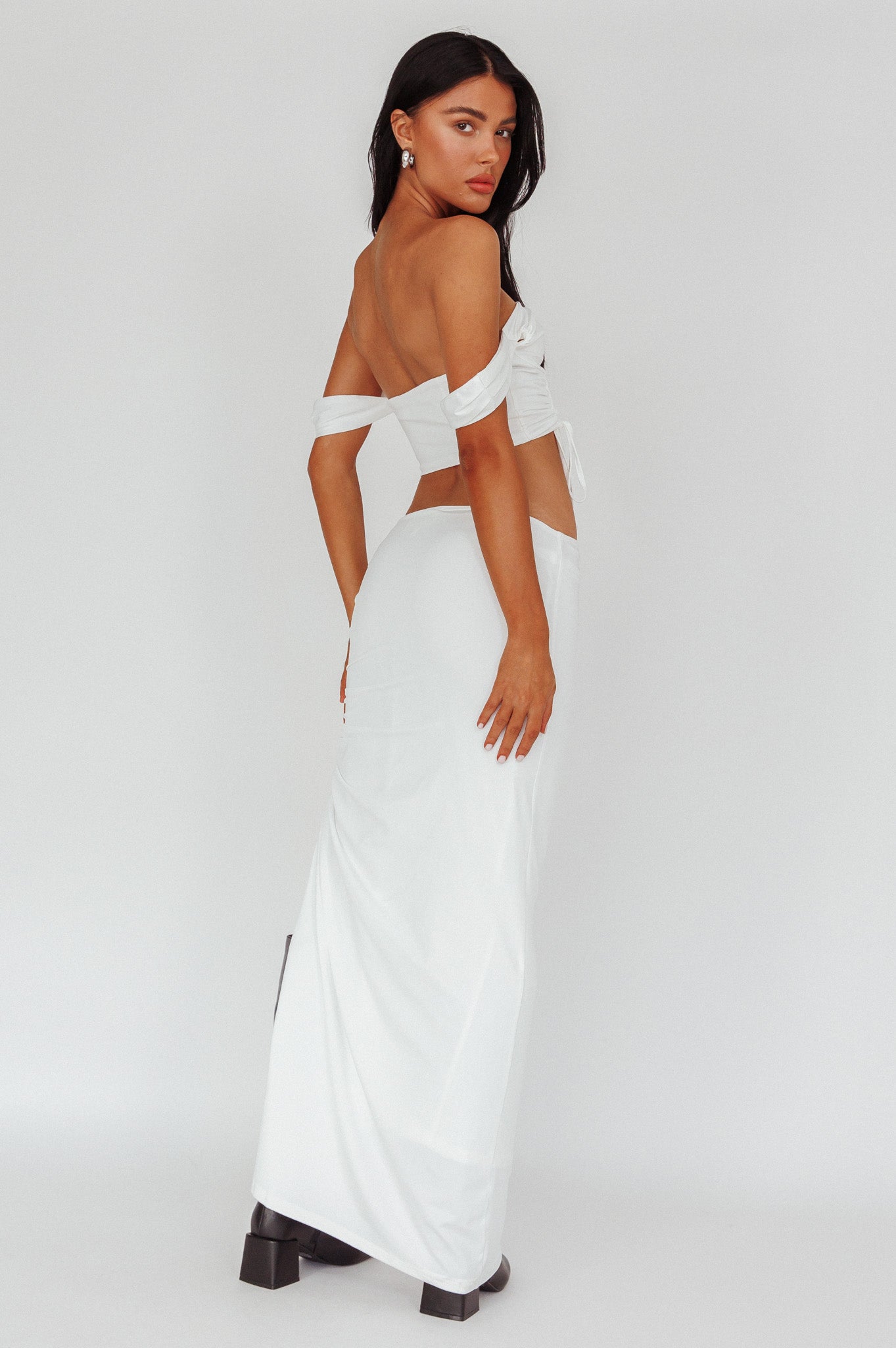Headliner Ruched Side Maxi Skirt by Selfie Leslie
