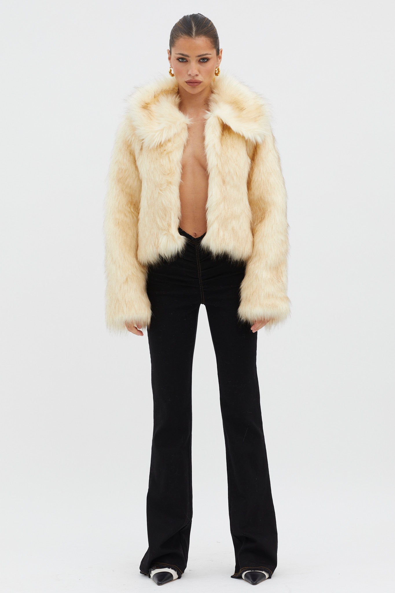 Nordic Faux Fur Collared Jacket Cream by Selfie Leslie