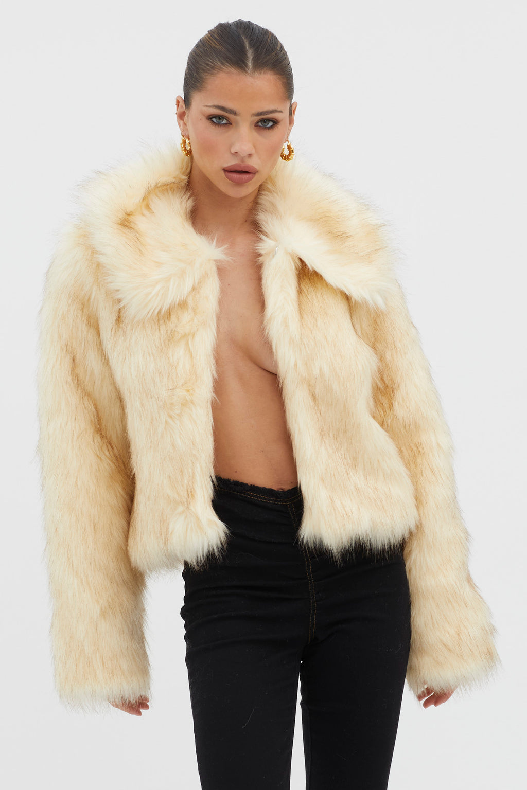 Nordic Faux Fur Collared Jacket Cream by Selfie Leslie