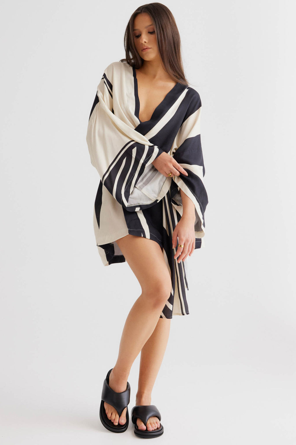 SNDYS Alba Wrap Dress Black Print by Selfie Leslie