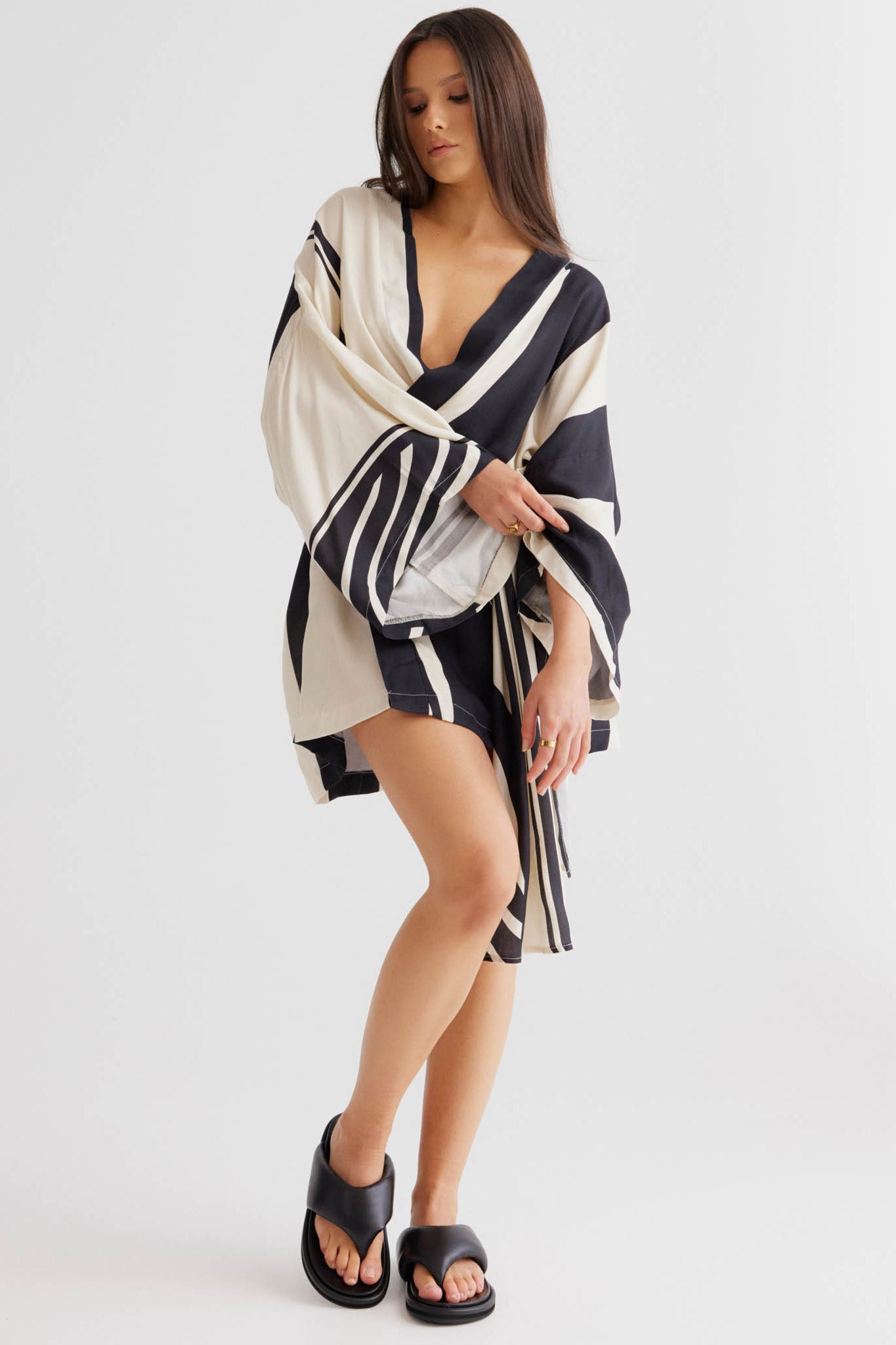 SNDYS Alba Wrap Dress Black Print by Selfie Leslie