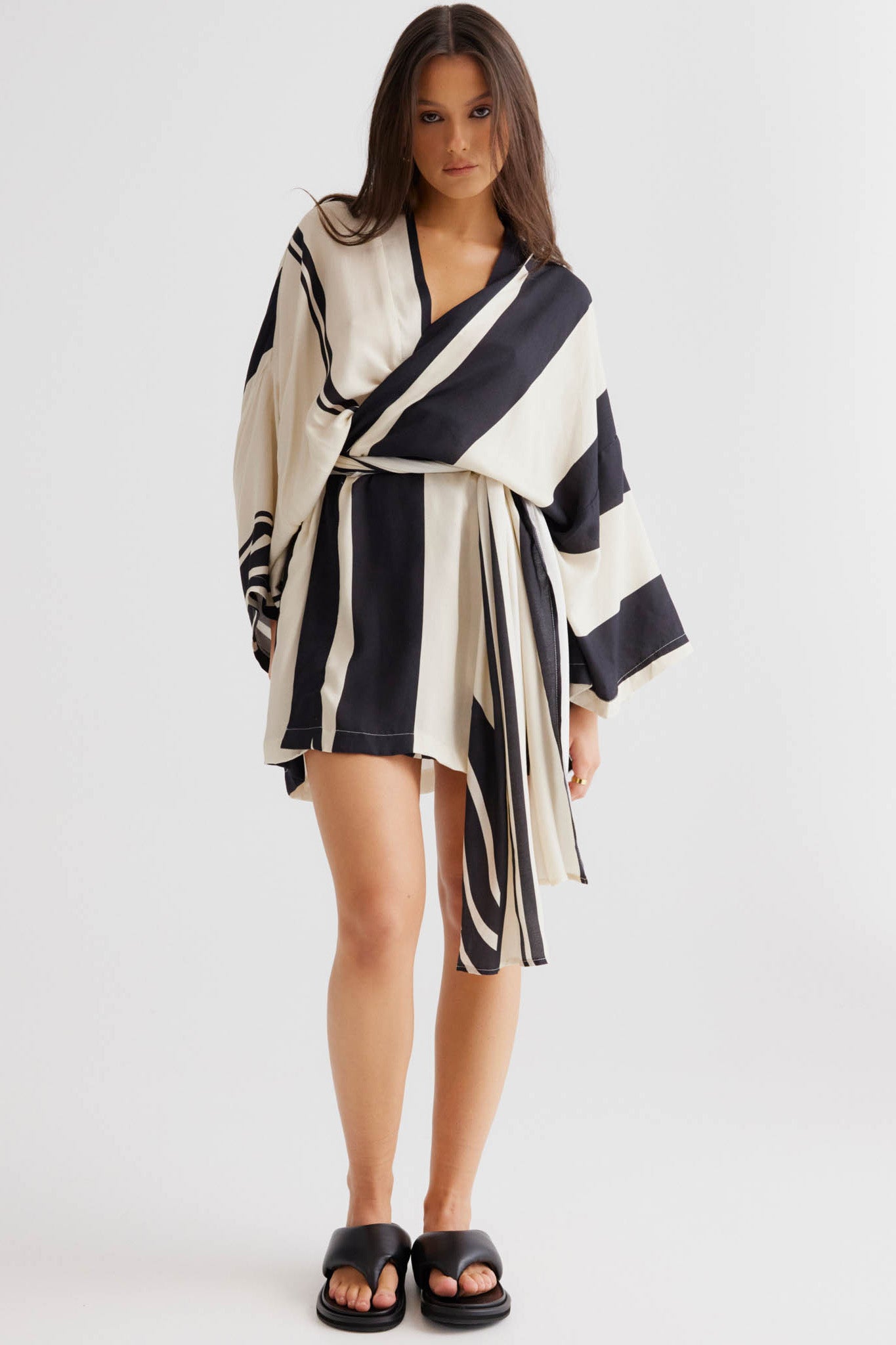 SNDYS Alba Wrap Dress Black Print by Selfie Leslie