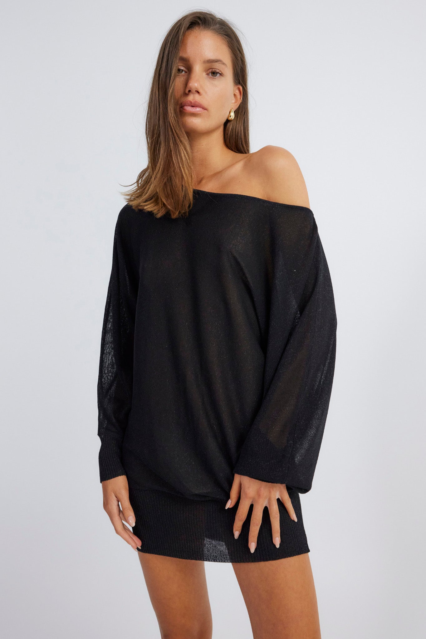 SNDYS Hailey Off Shoulder Mini Dress Black by Selfie Leslie