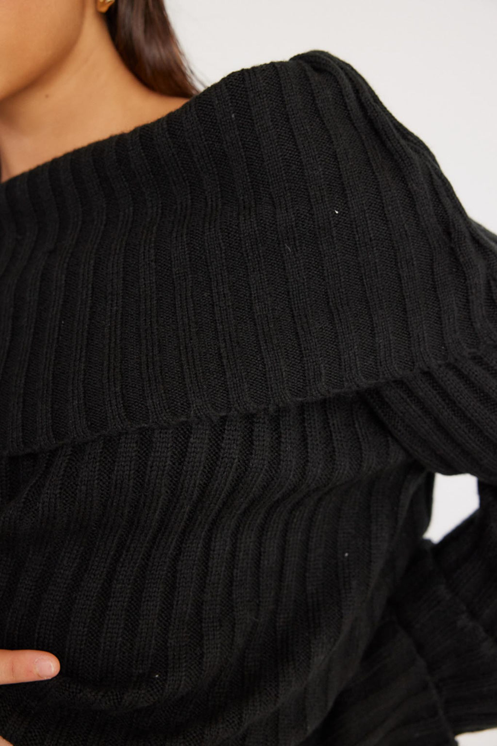 SNDYS Brooks Off Shoulder Jumper Black by Selfie Leslie