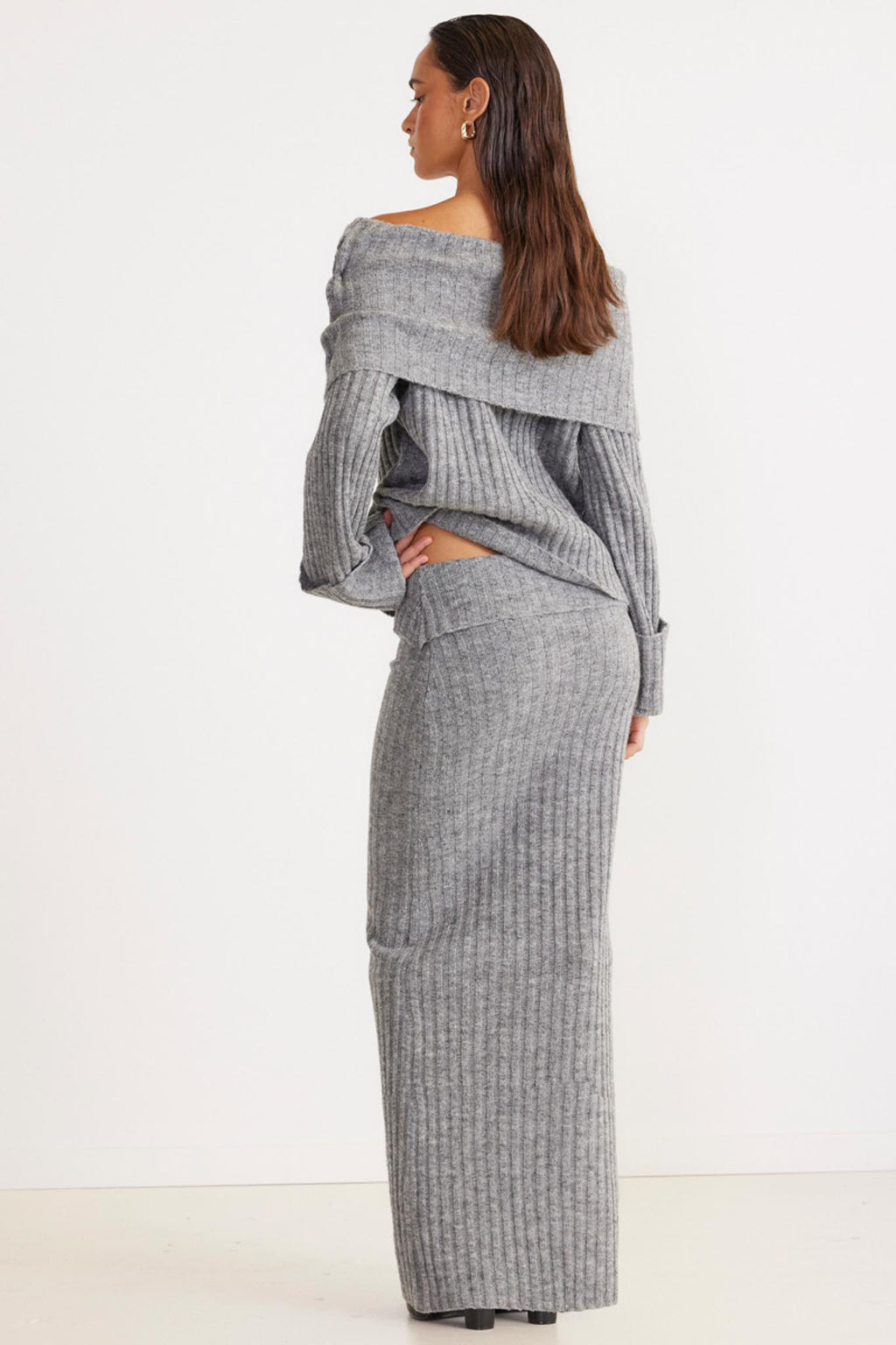 SNDYS Brooks Off Shoulder Jumper Grey by Selfie Leslie