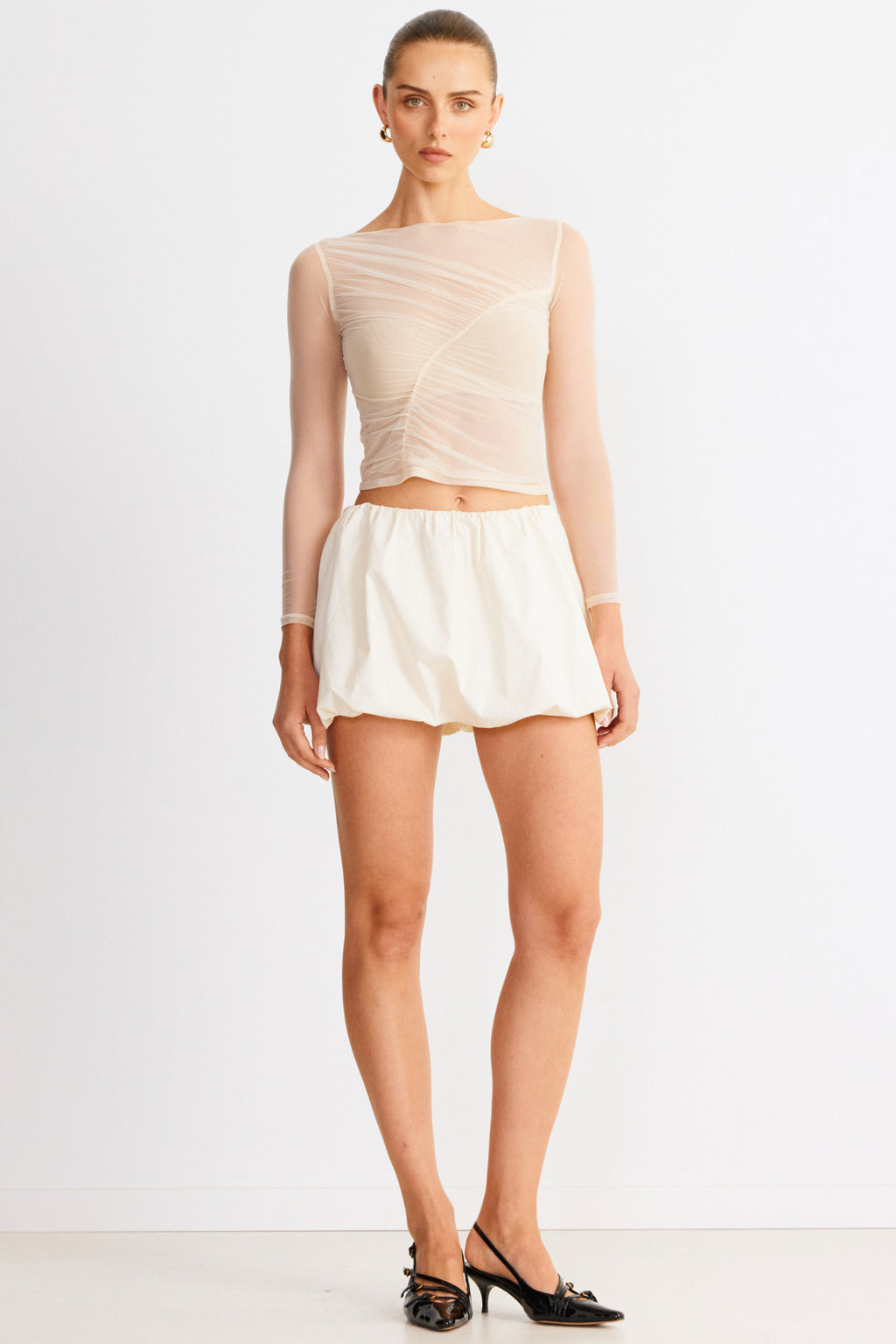 SNDYS Freja Bubble Skirt Chalk by Selfie Leslie