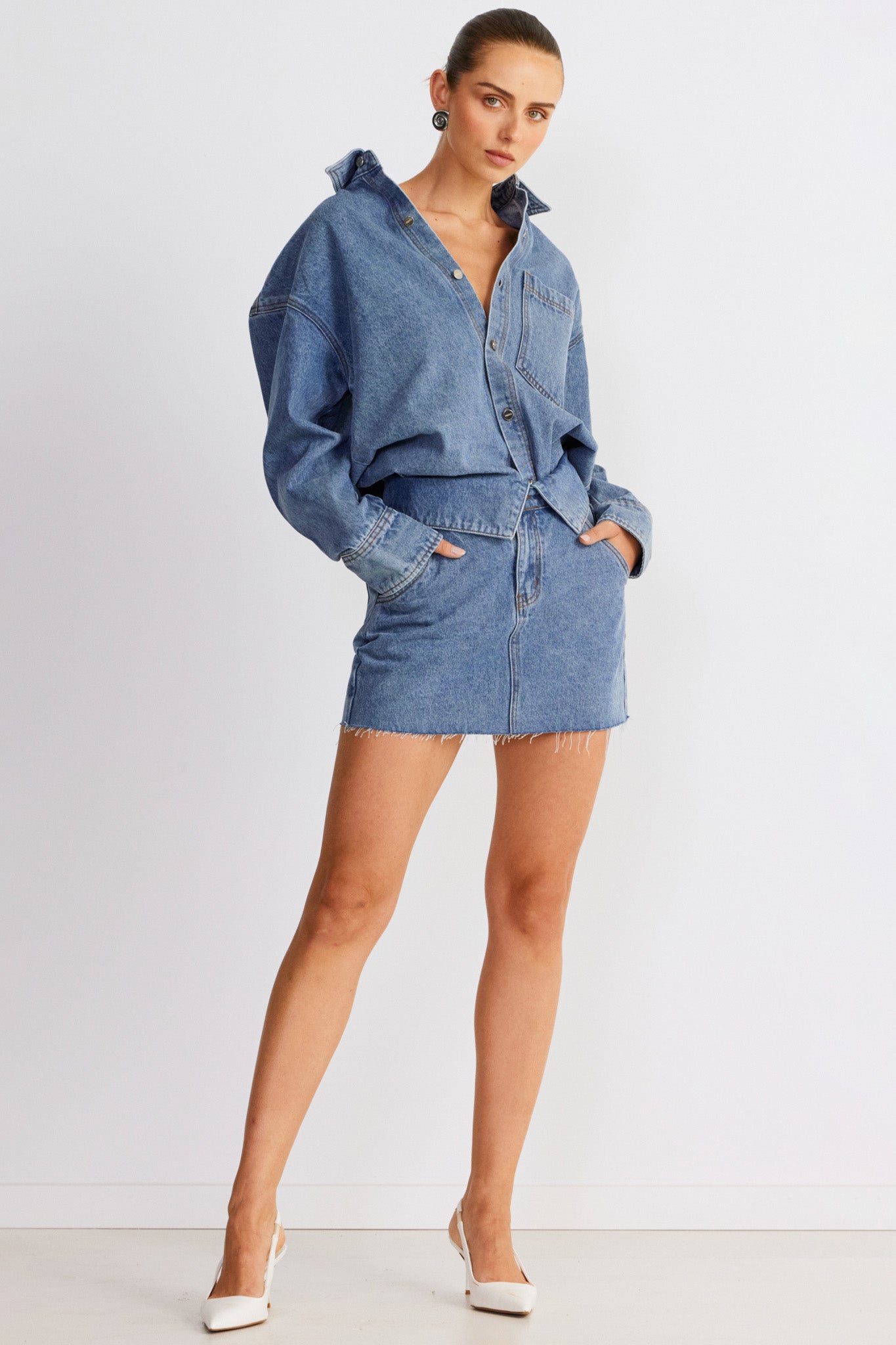 SNDYS Eve Denim Skirt Blue by Selfie Leslie