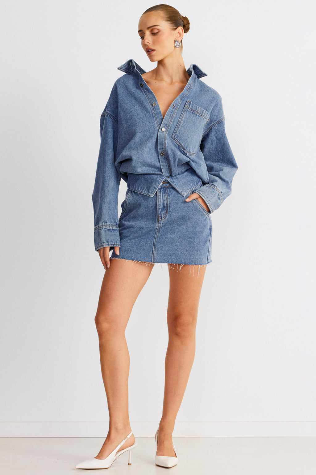 SNDYS Eve Denim Skirt Blue by Selfie Leslie