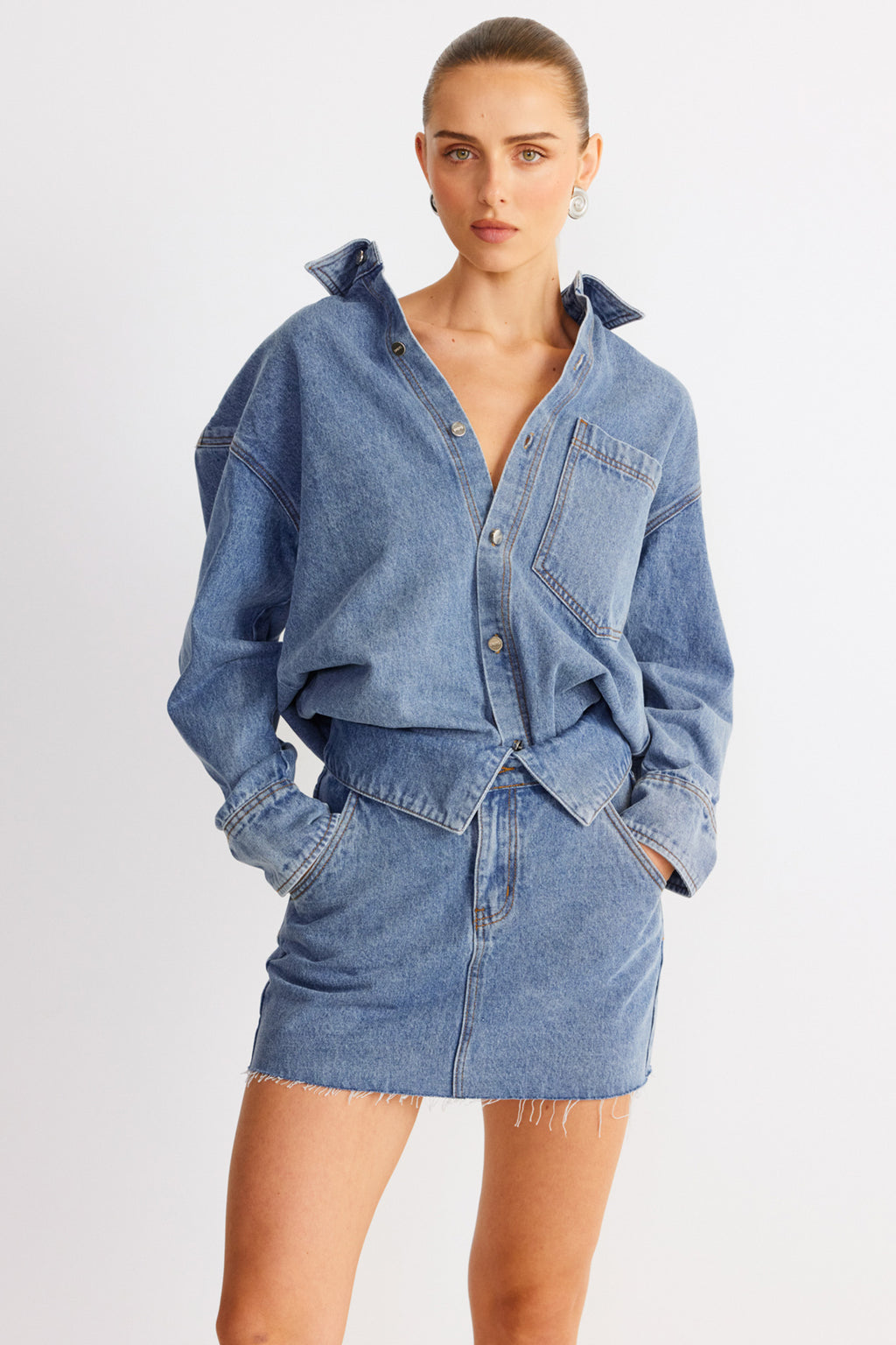 SNDYS Eve Denim Skirt Blue by Selfie Leslie