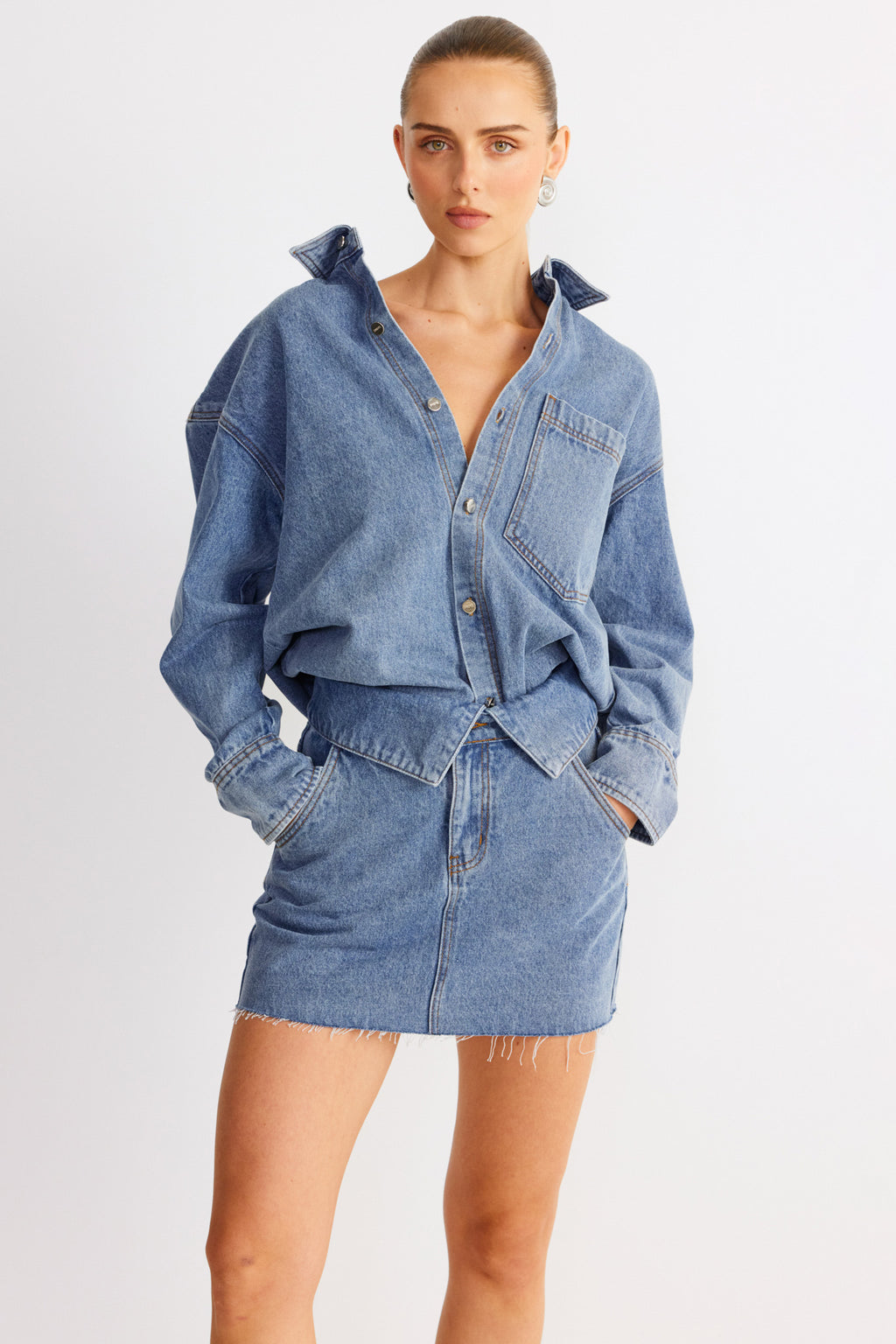 SNDYS Eve Denim Shirt Blue by Selfie Leslie