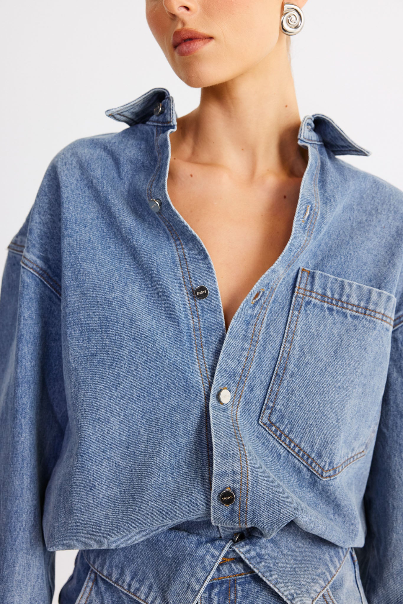 SNDYS Eve Denim Shirt Blue by Selfie Leslie