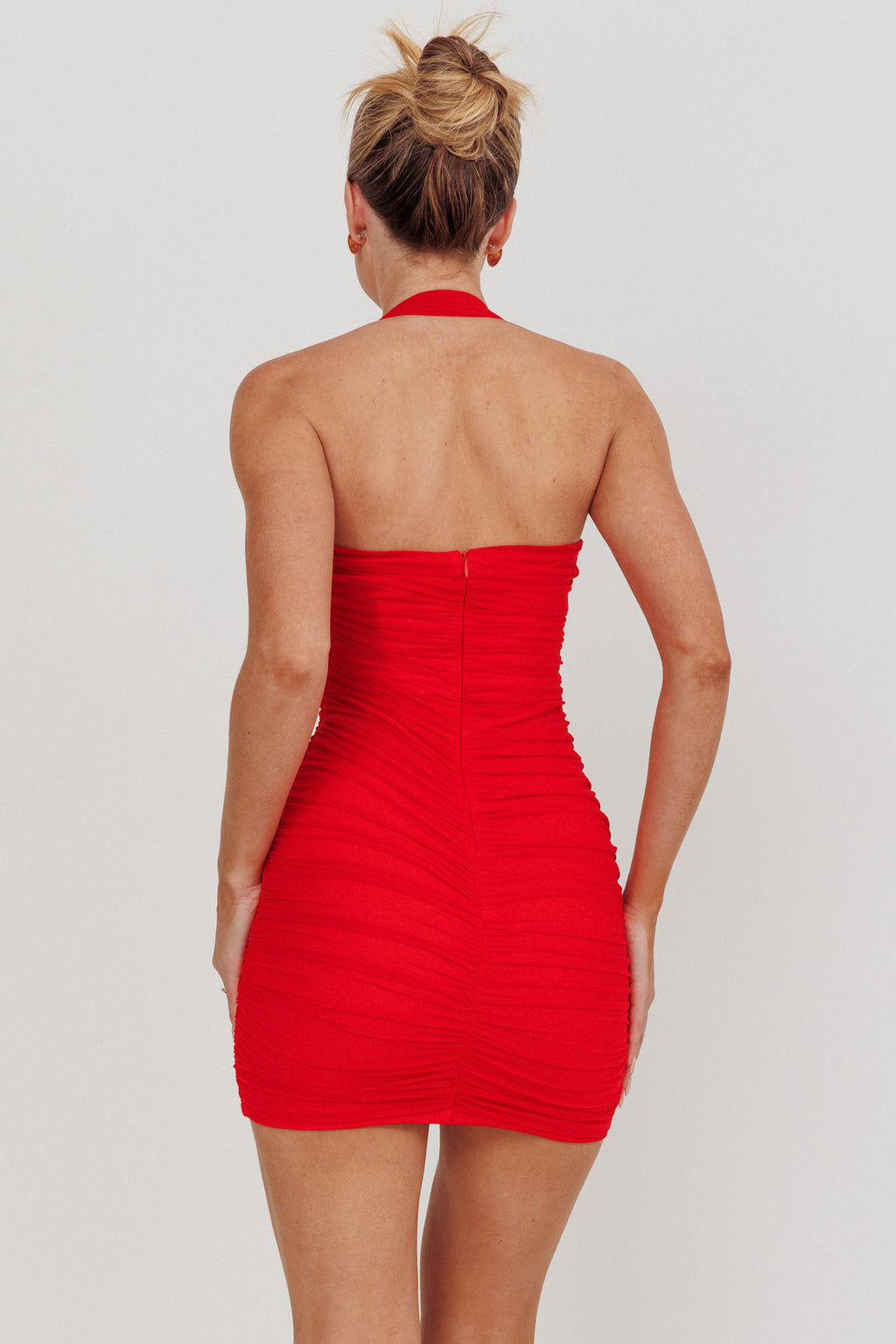 Mars Draped Strapless Mini Dress Red by Selfie Leslie