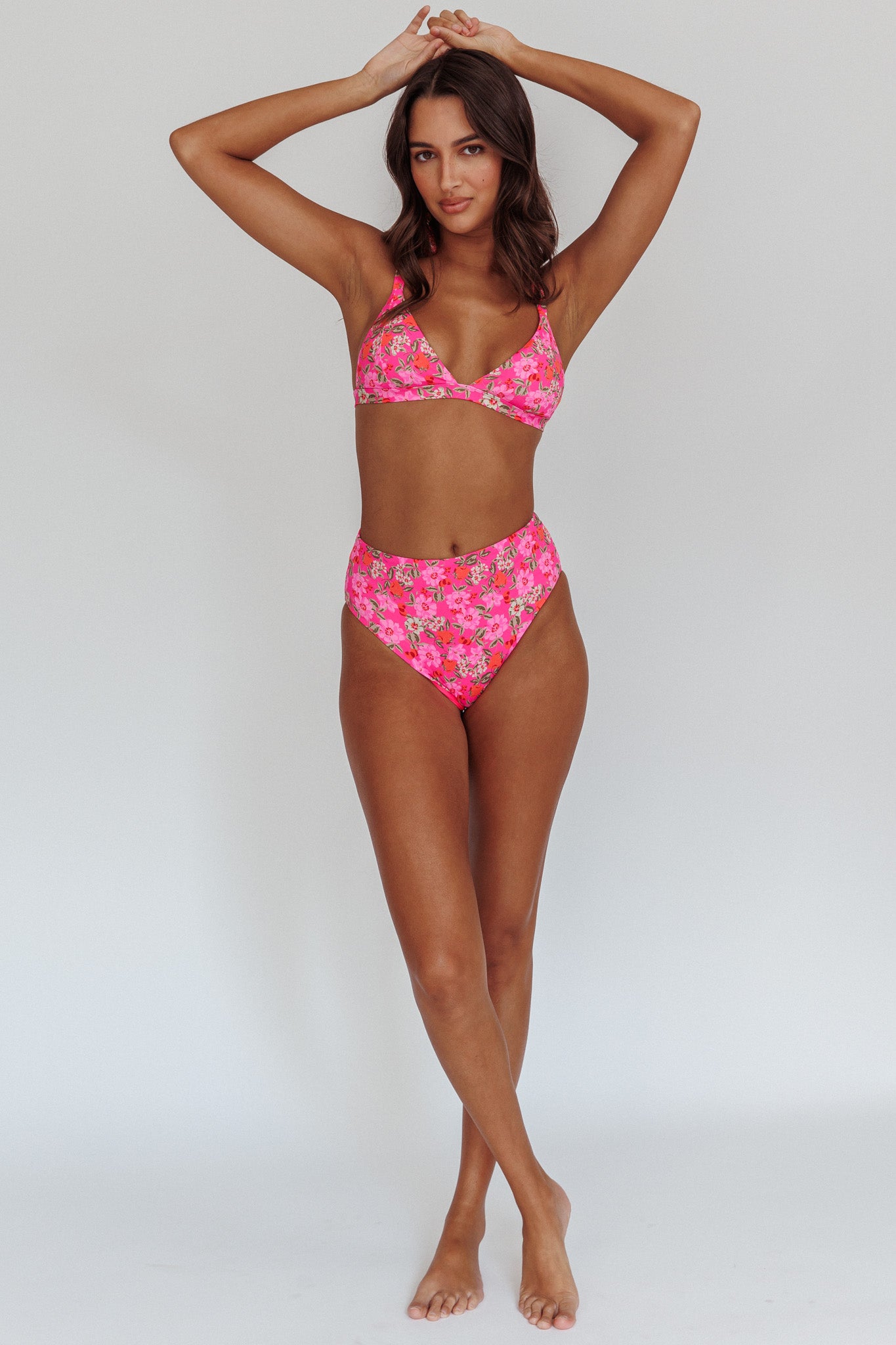 Harmonia High Waist Bikini Bottom Pink Floral by Selfie Leslie
