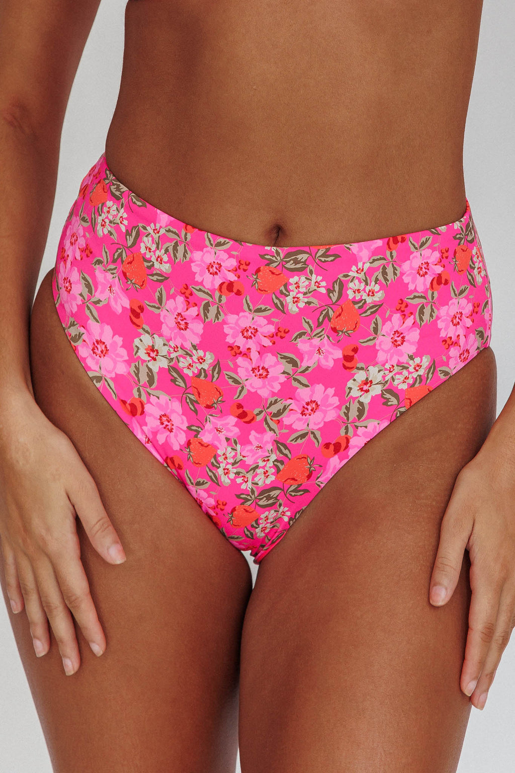 Harmonia High Waist Bikini Bottom Pink Floral by Selfie Leslie