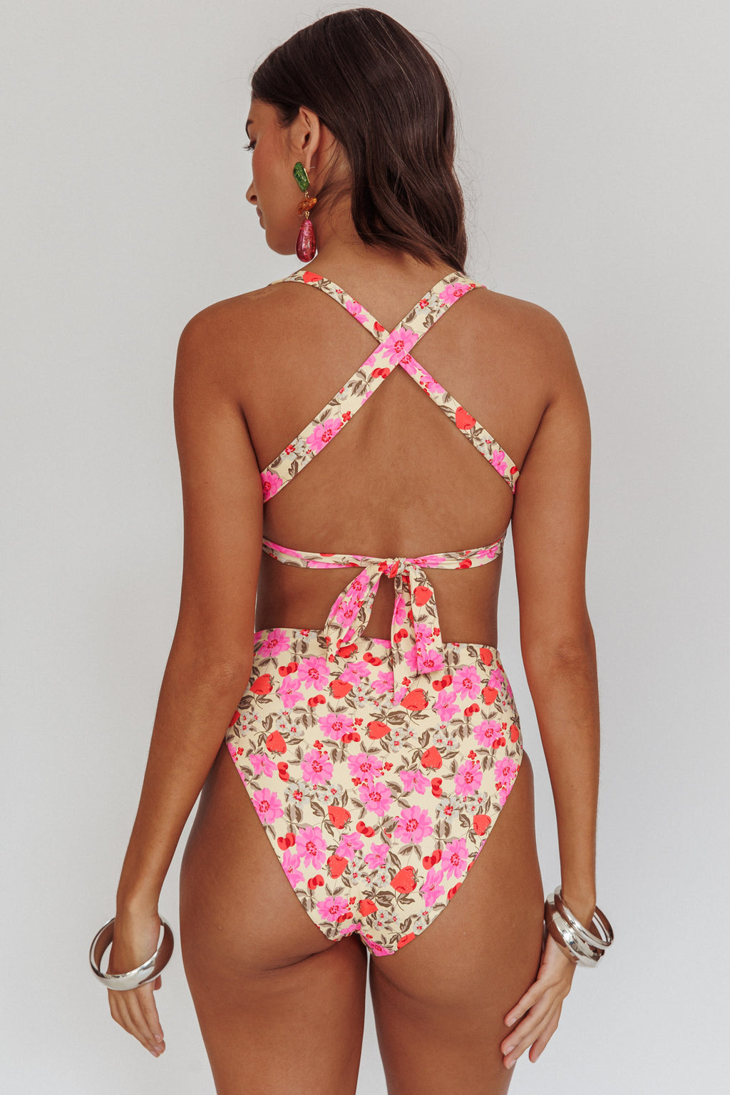 Harmonia High Waist Bikini Bottom Yellow Floral by Selfie Leslie