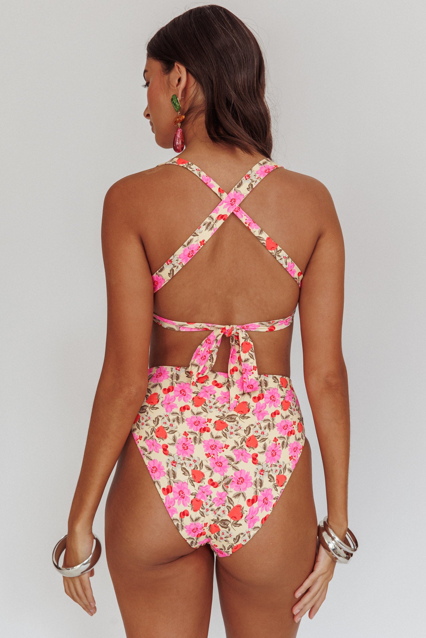 Harmonia High Waist Bikini Bottom Yellow Floral by Selfie Leslie