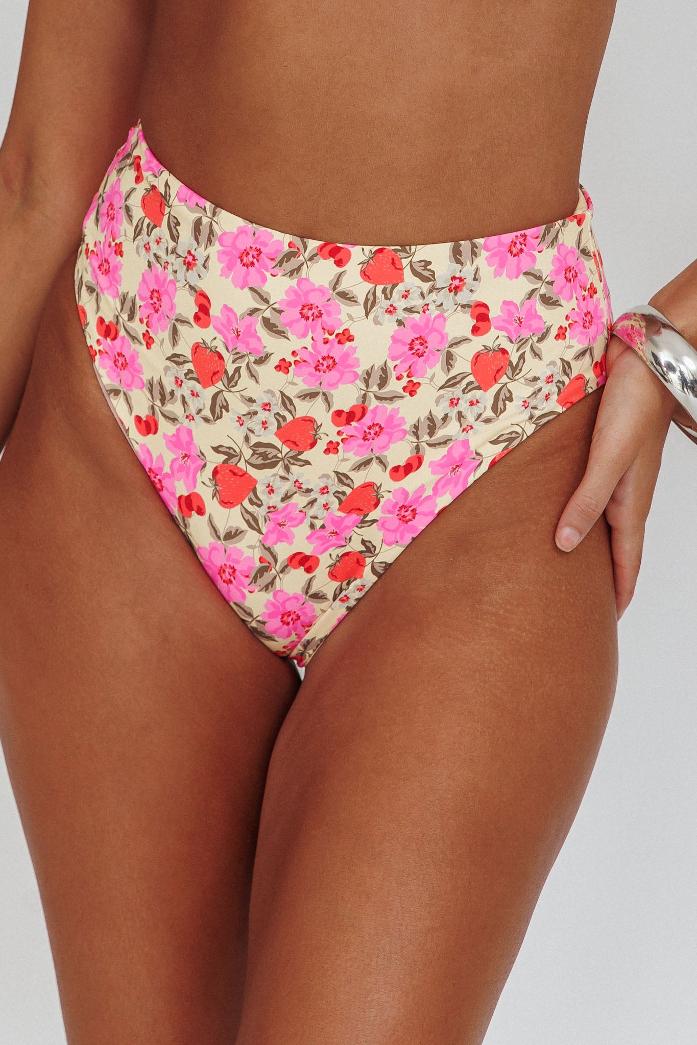 Harmonia High Waist Bikini Bottom Yellow Floral by Selfie Leslie