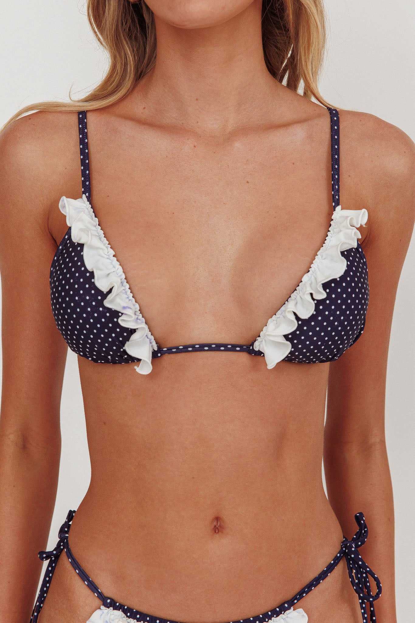 Josie Triangle String Fril Bikini Top Polka Dot by Selfie Leslie