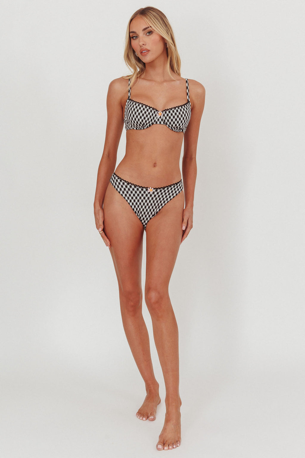 Cheerful Underwire Bikini Top Gingham by Selfie Leslie