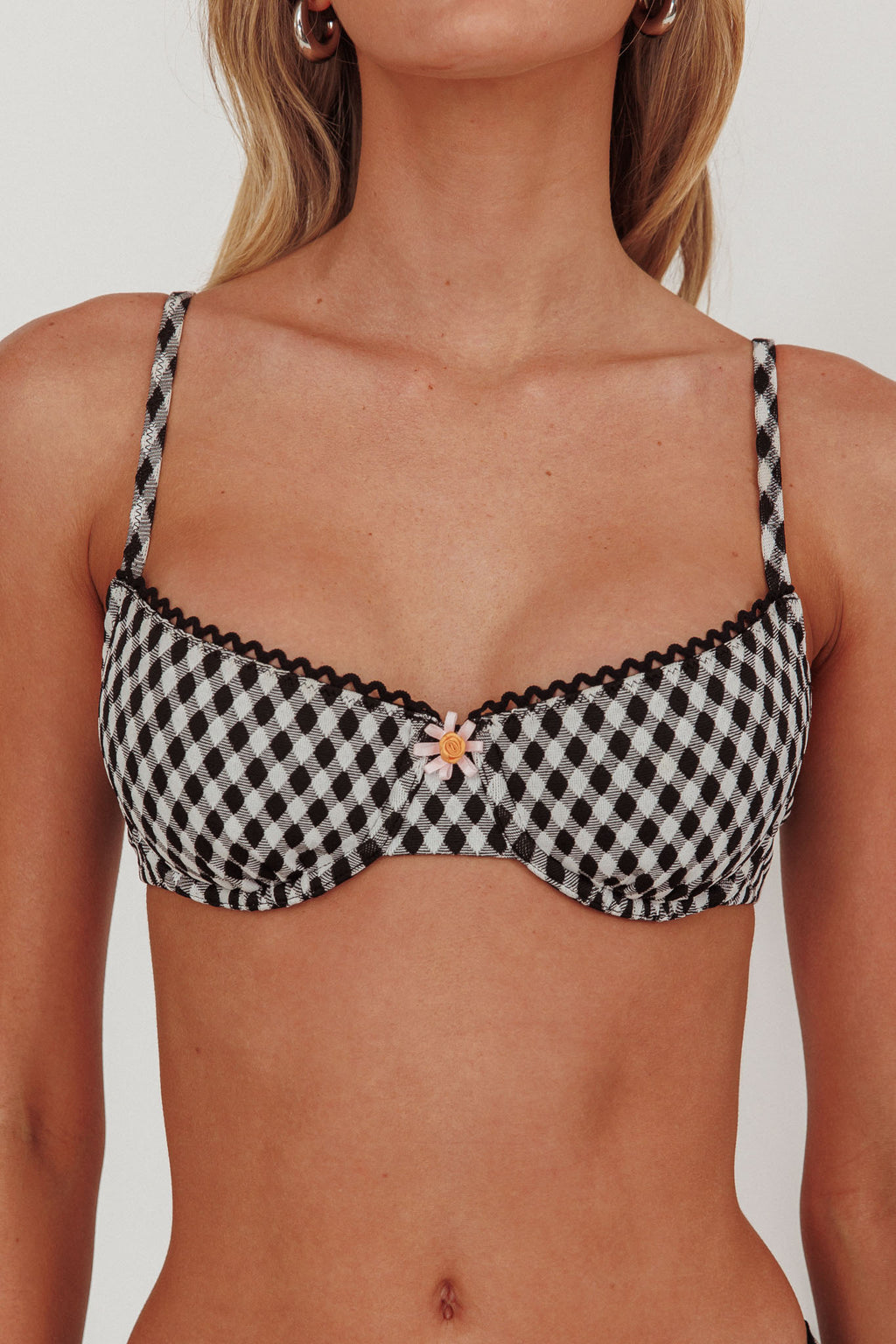 Cheerful Underwire Bikini Top Gingham by Selfie Leslie