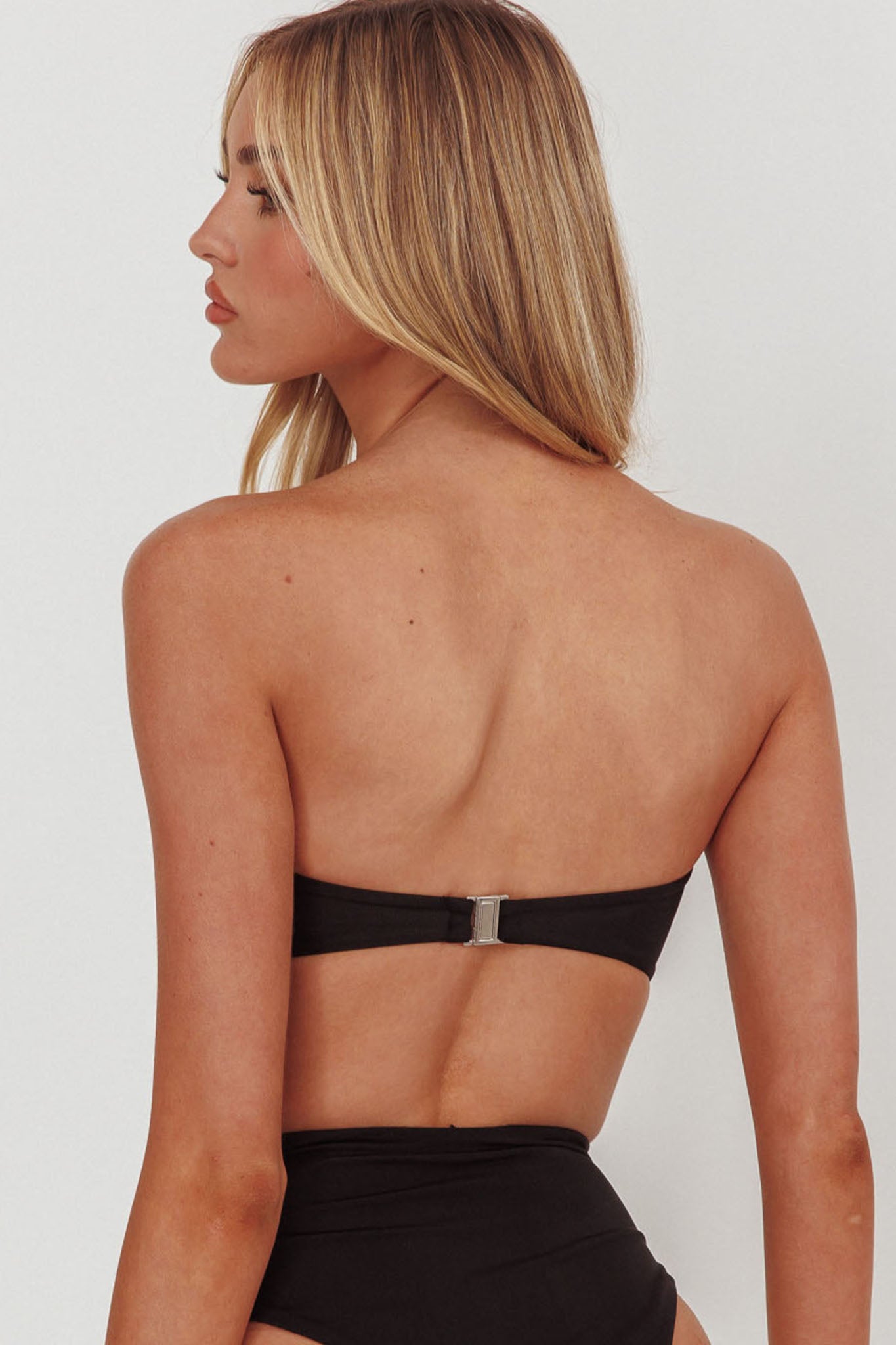 Monique Twist Bandeau Bikini Top Black by Selfie Leslie