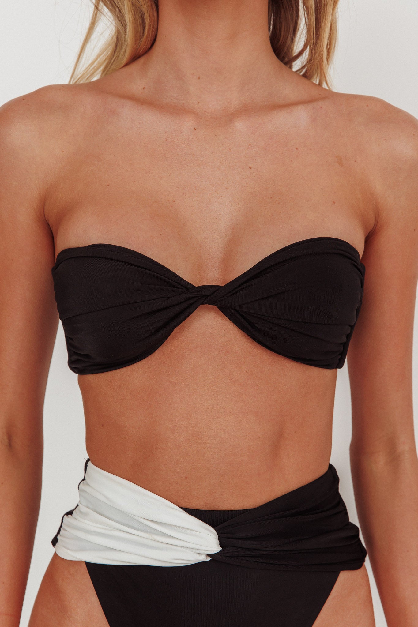 Monique Twist Bandeau Bikini Top Black by Selfie Leslie