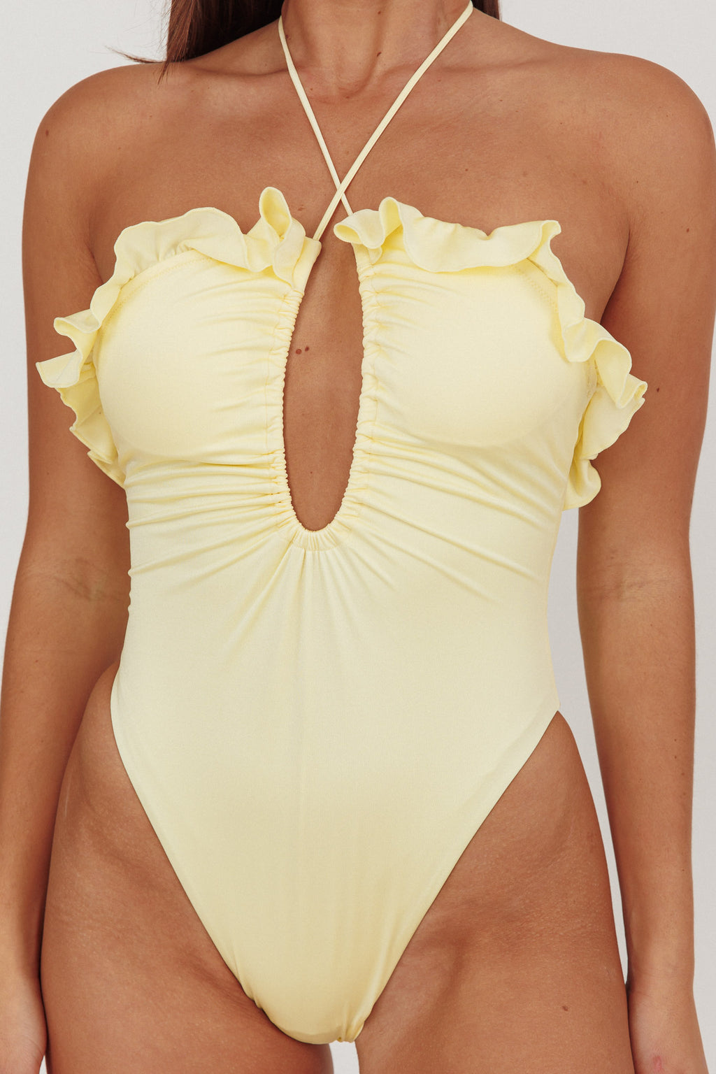 Georgia Frill Strap One Piece Swimsuit Butter by Selfie Leslie