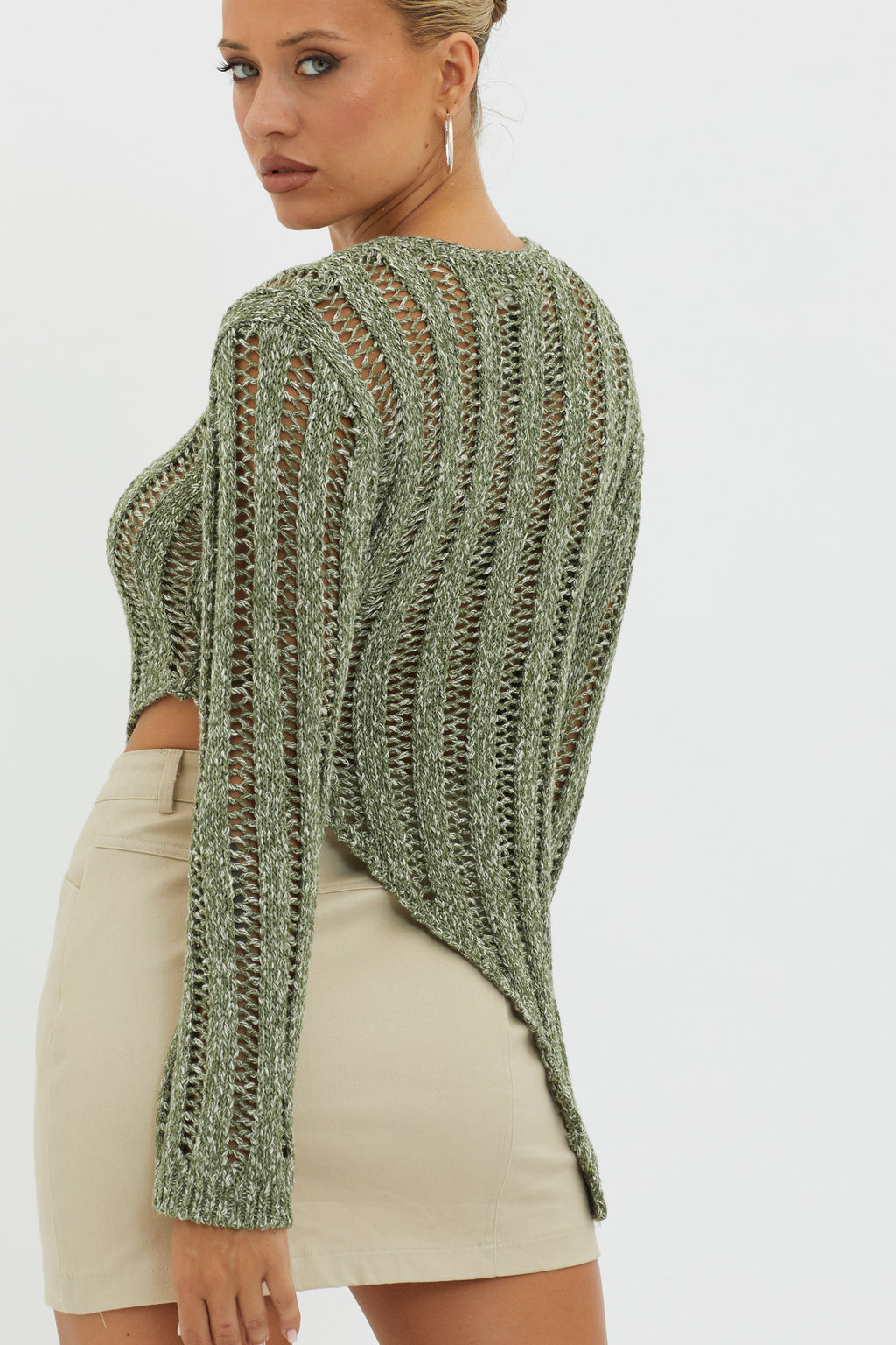 Evergreen Asymmetrical Hem Ribbed Knit Top Olive by Selfie Leslie