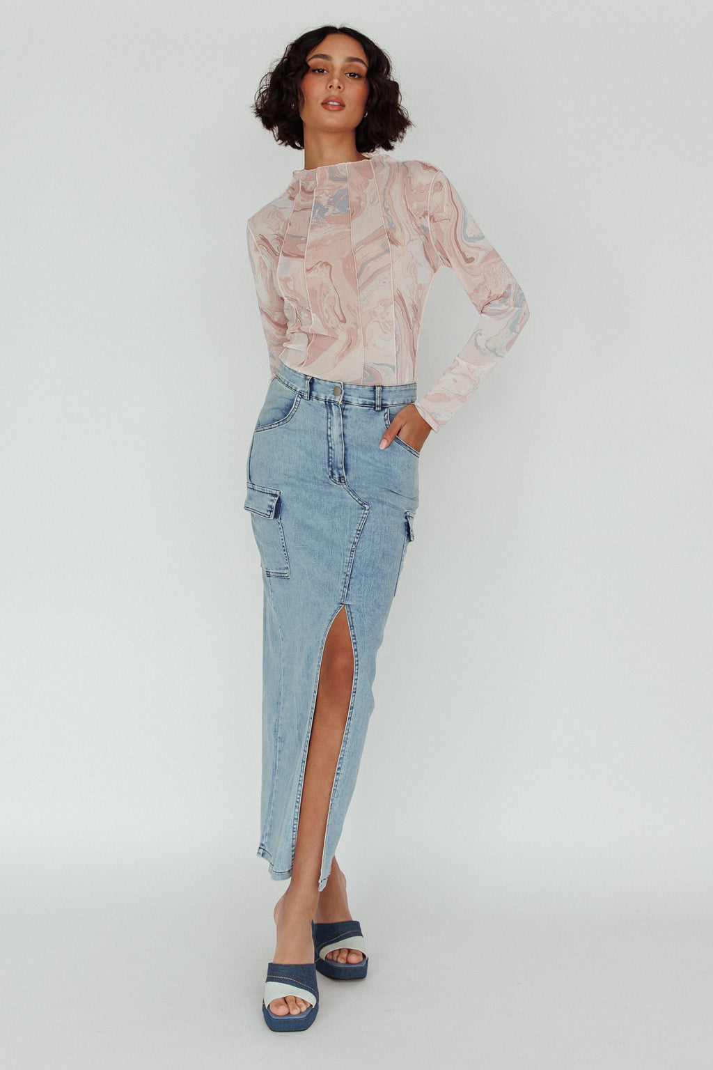 Madrid Long Sleeve Mesh Top Pink Multi by Selfie Leslie