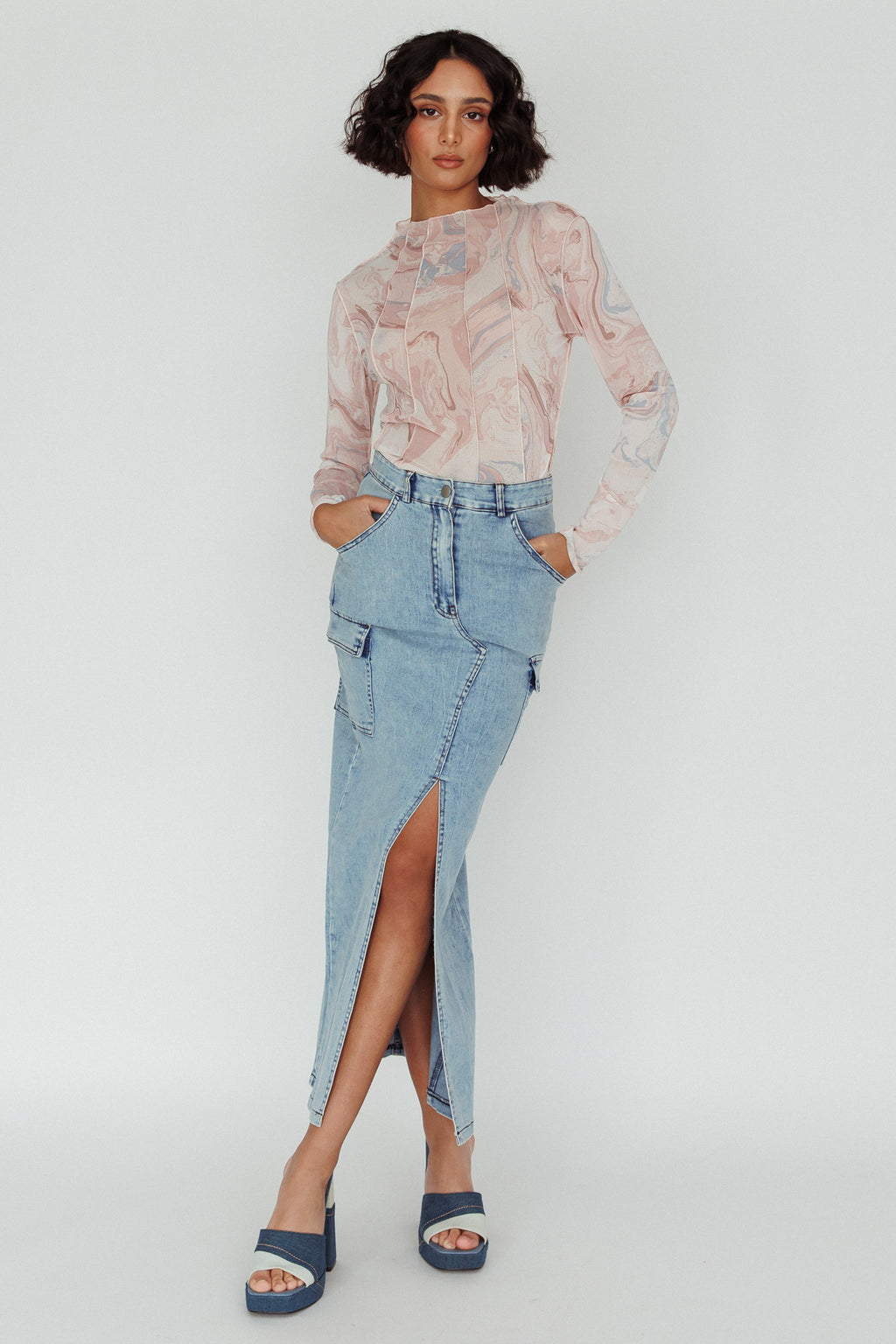Madrid Long Sleeve Mesh Top Pink Multi by Selfie Leslie