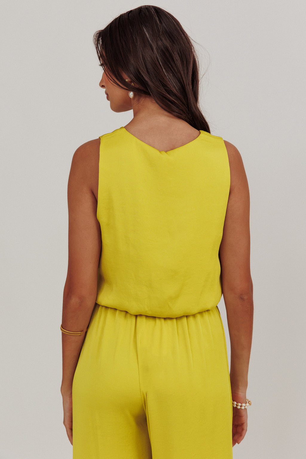 Mariposa Sleeveless Bubble Hem Top Chartreuse by Selfie Leslie