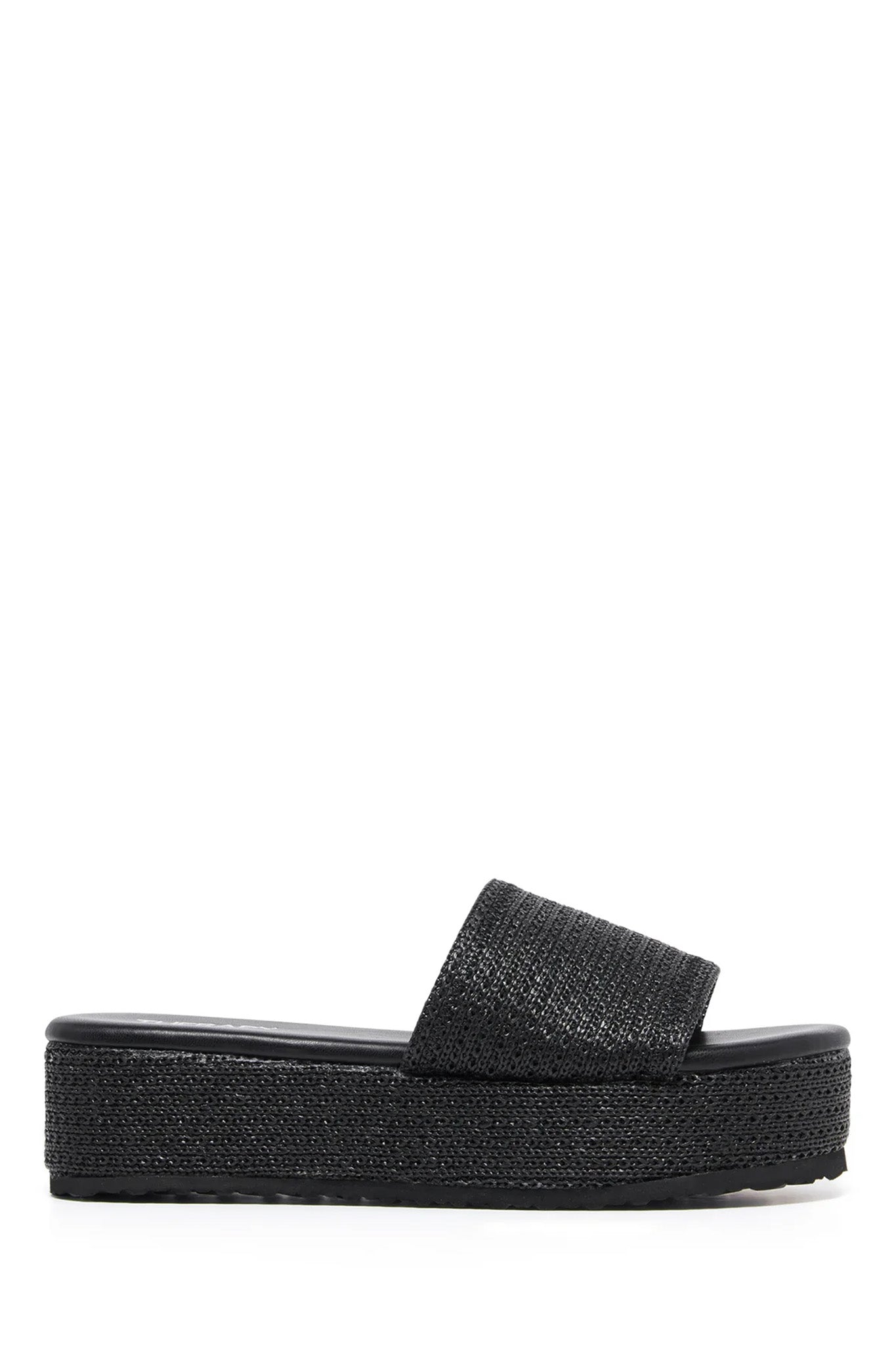 THERAPY Avery Flatform Sandal Raffia Black by Selfie Leslie
