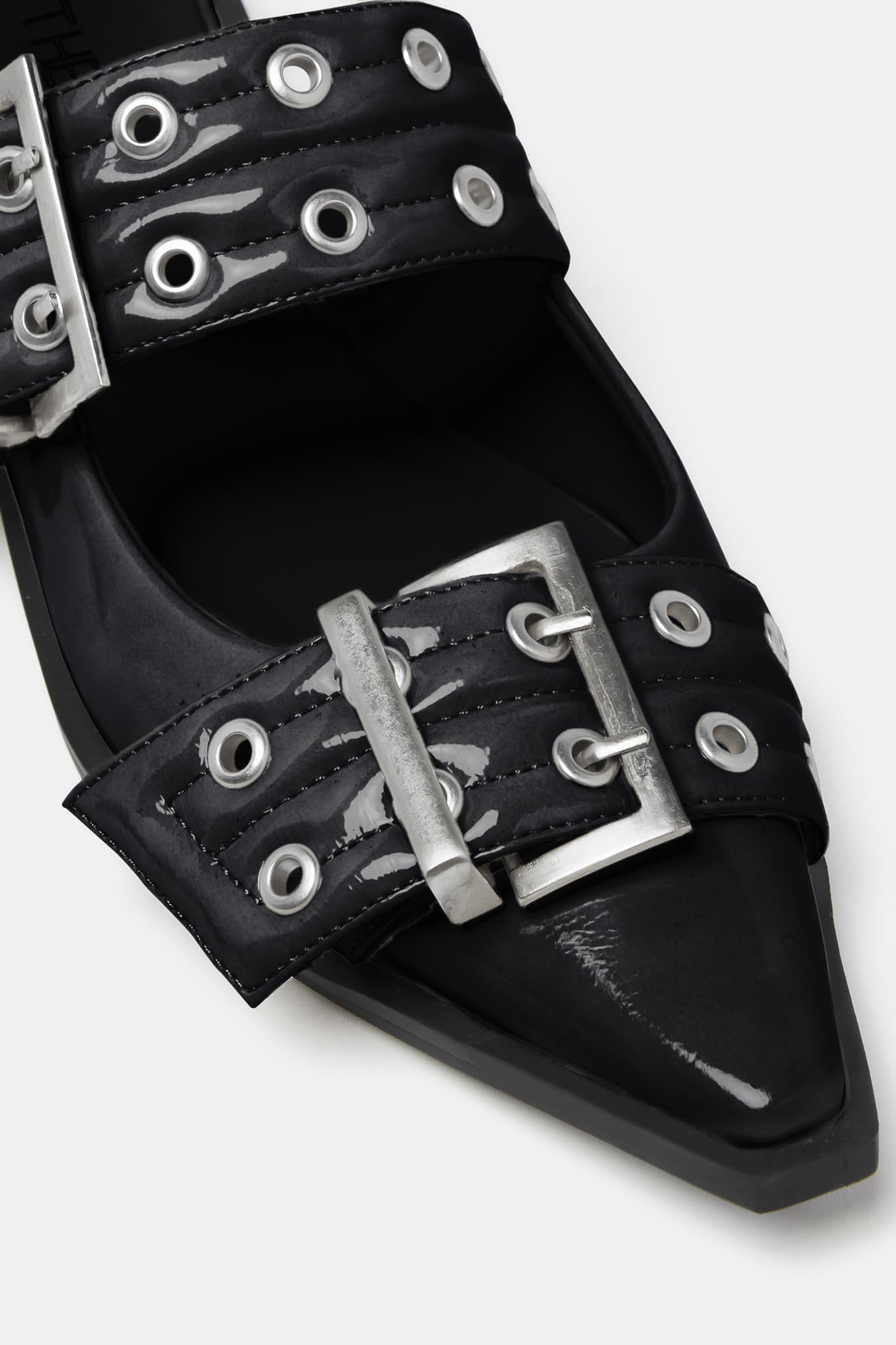 THERAPY Matilda Pointed Flat Black Patent by Selfie Leslie