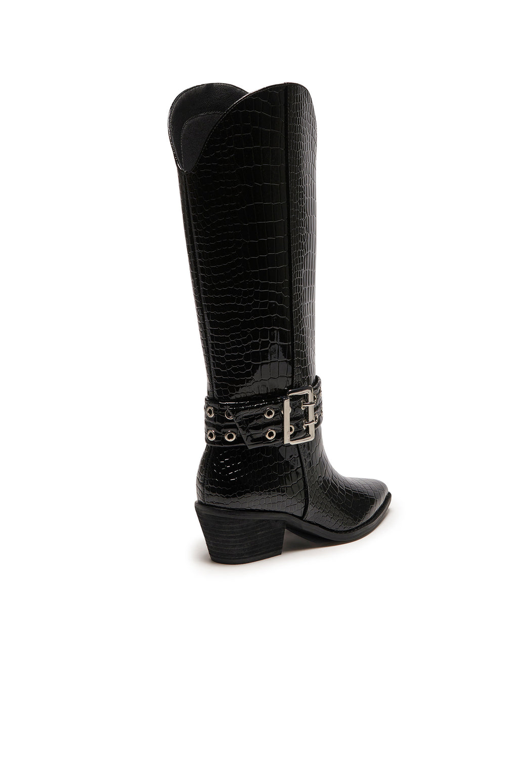 THERAPY Maiden Cowboy Boot Black Patent Croc by Selfie Leslie
