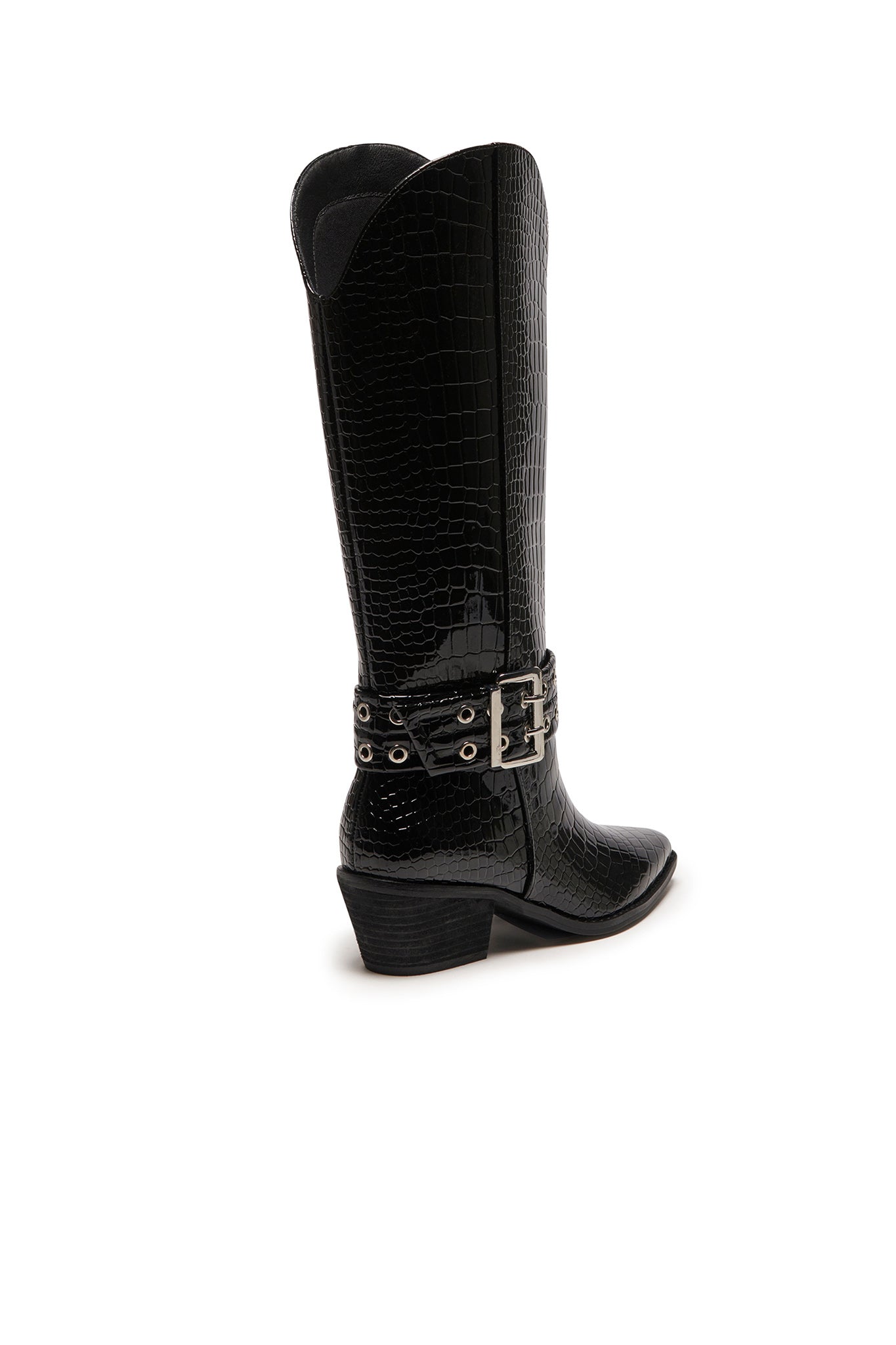THERAPY Maiden Cowboy Boot Black Patent Croc by Selfie Leslie