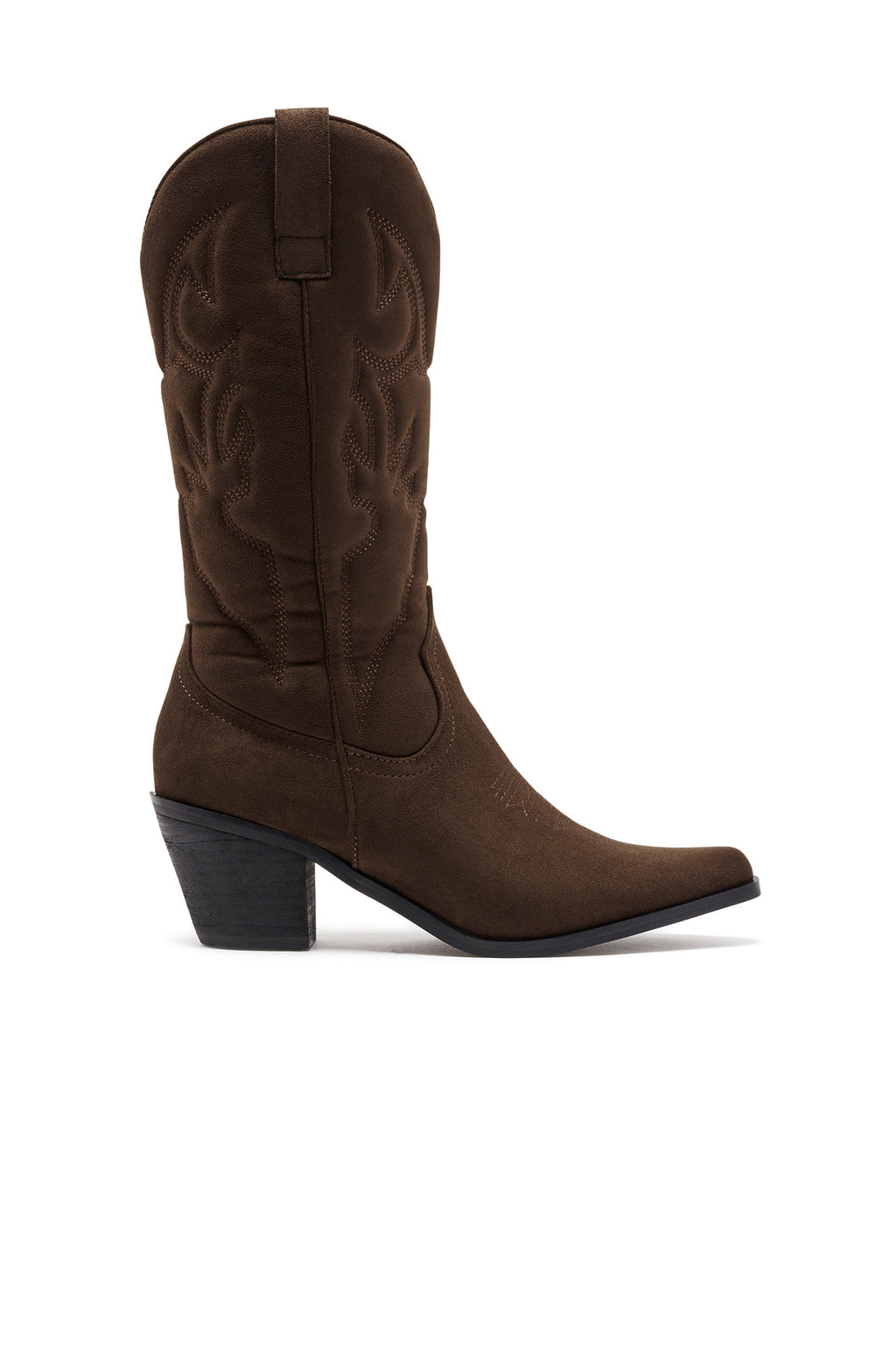 THERAPY Clayton Cowboy Boot Chocolate Faux Suede by Selfie Leslie