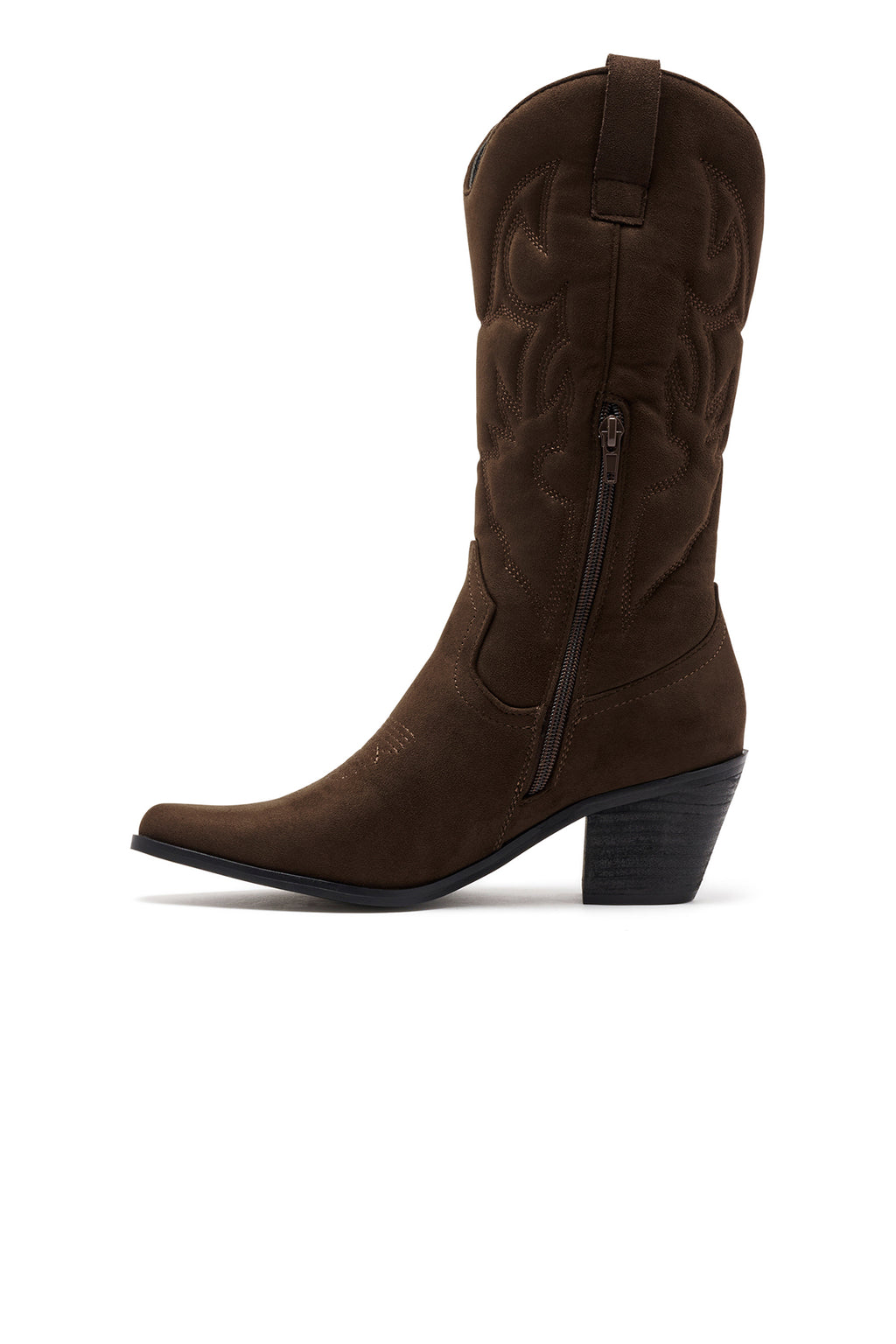 THERAPY Clayton Cowboy Boot Chocolate Faux Suede by Selfie Leslie