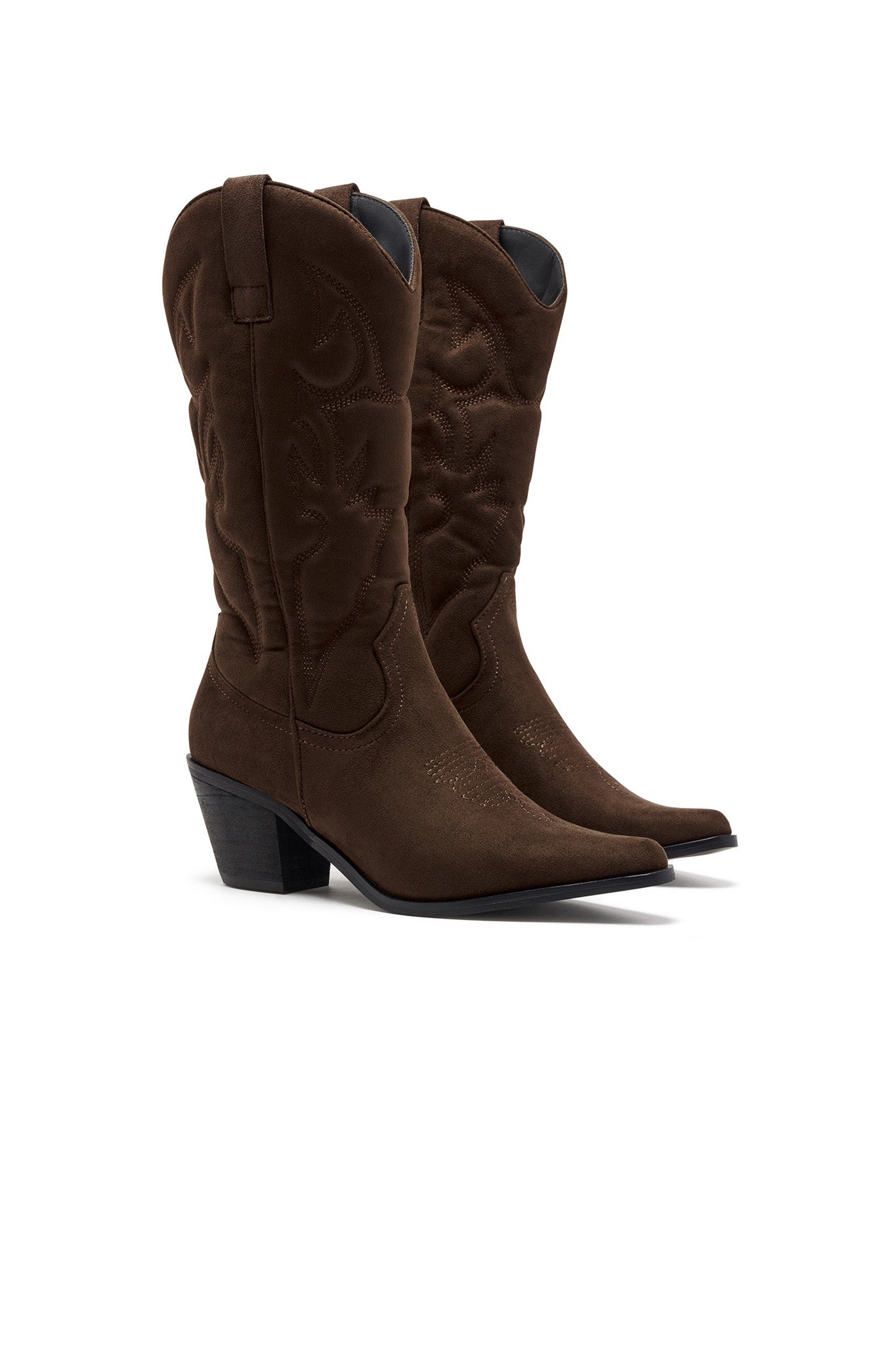 THERAPY Clayton Cowboy Boot Chocolate Faux Suede by Selfie Leslie
